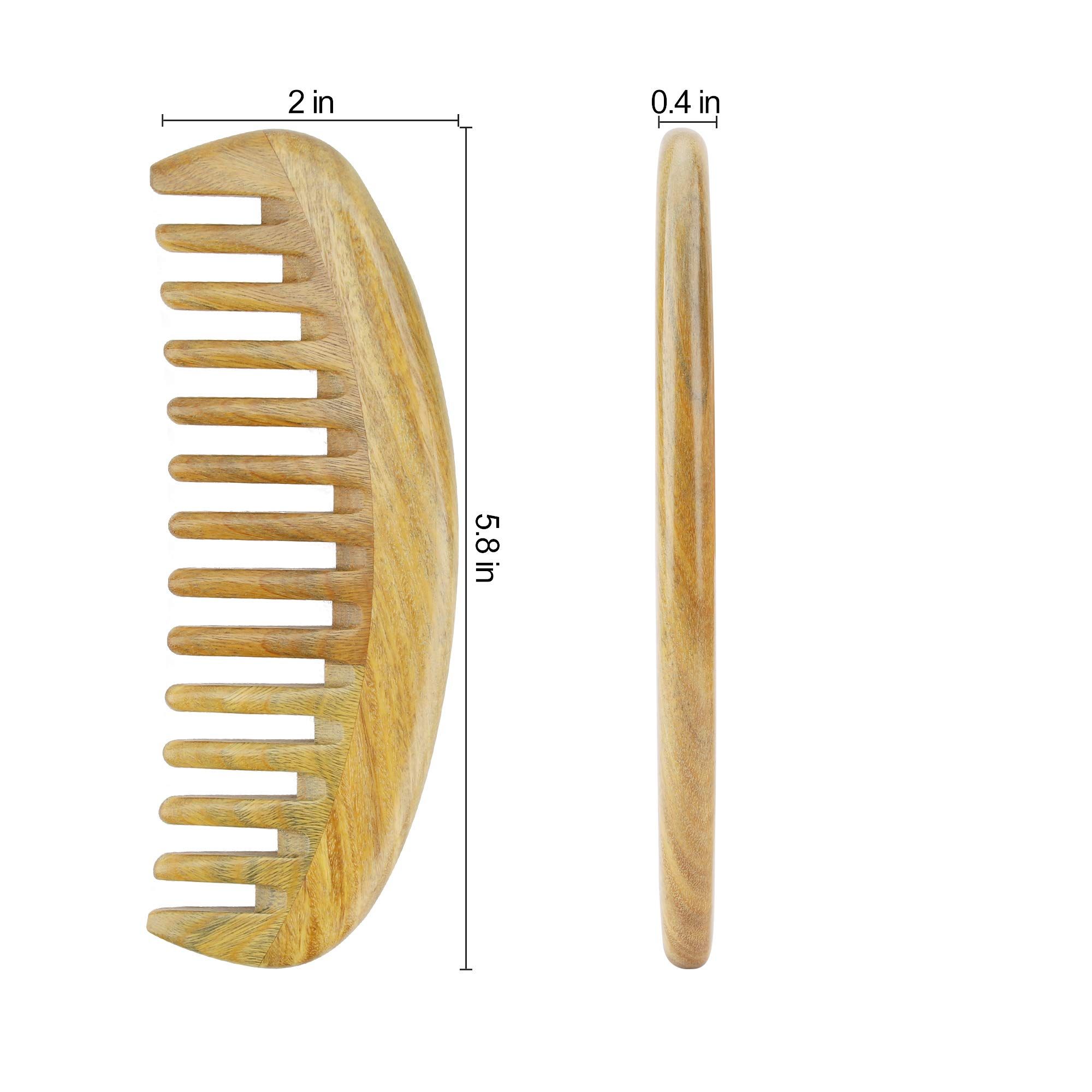 Handmade Natural Sandalwood Hair Combs - Anti-Static Sandalwood Scent Natural Hair Detangler Wooden Comb (Oval Wide Tooth) โ image 2