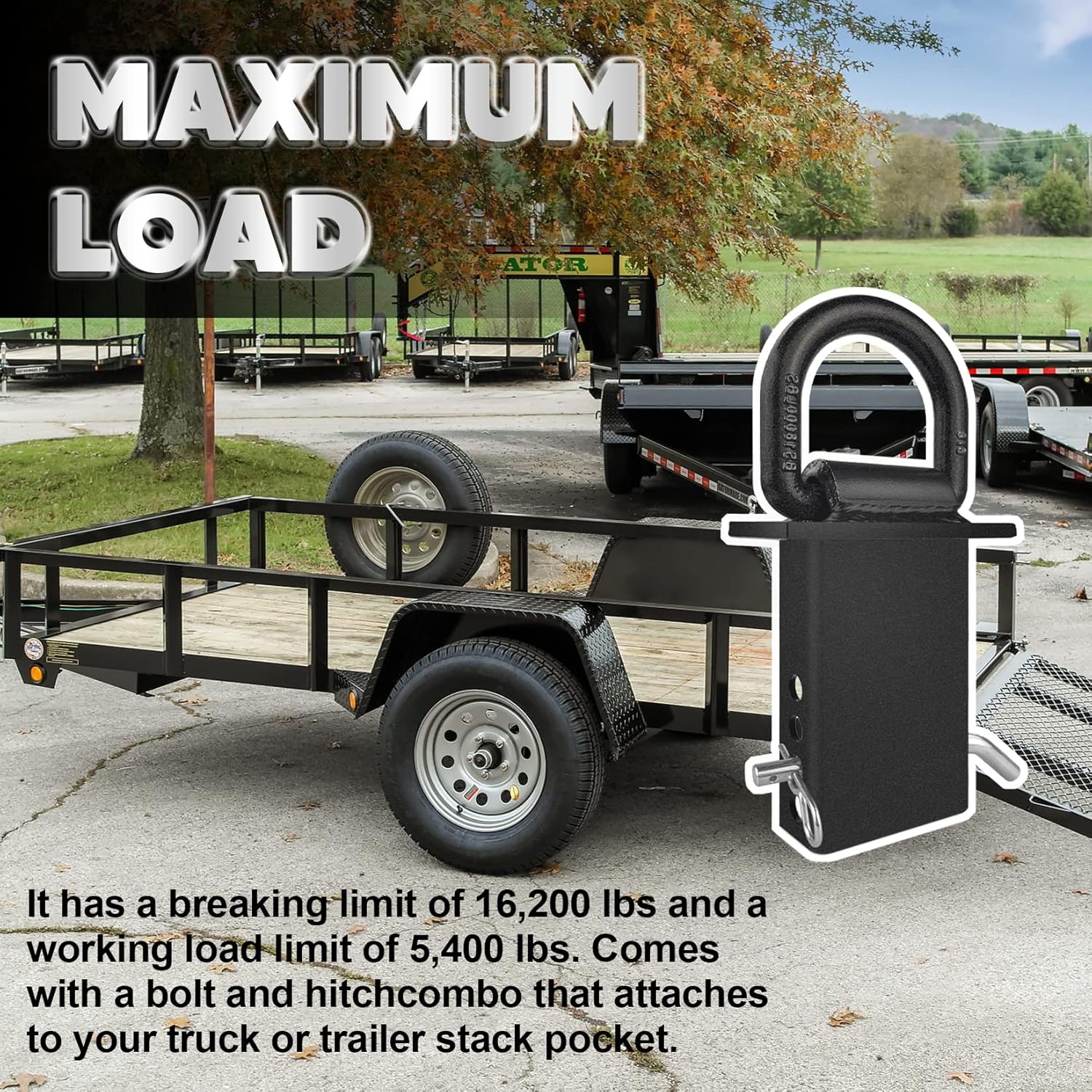 Stake Pocket D Rings 4Pcs 18000lbs Heavy Duty Removable D-Ring Stake Pocket Tie Down for Utility Trailers and Flatbeds with Hitch Pin, Removable Tie Down โ image 4