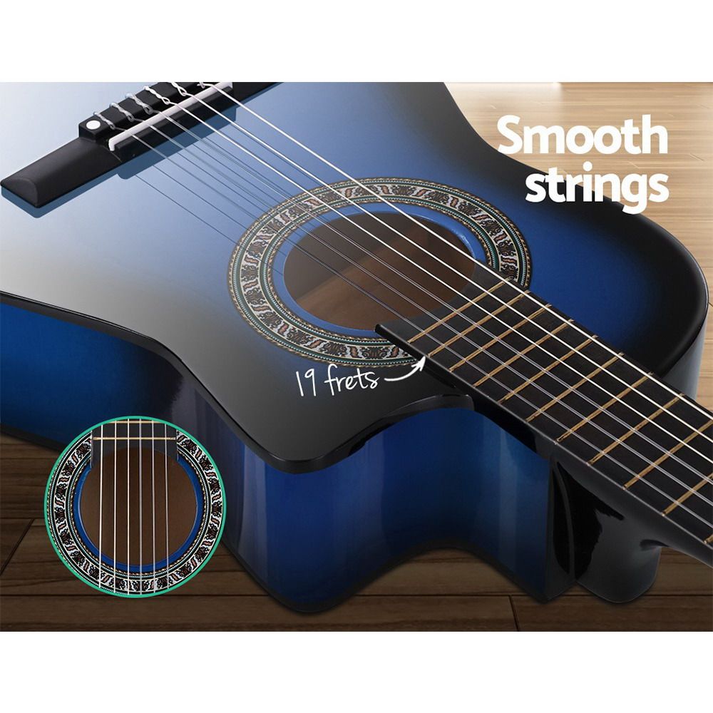 Alpha 34 Inch Classical Guitar Wooden Body Nylon String Beginner Kids Gift Blue — image 4