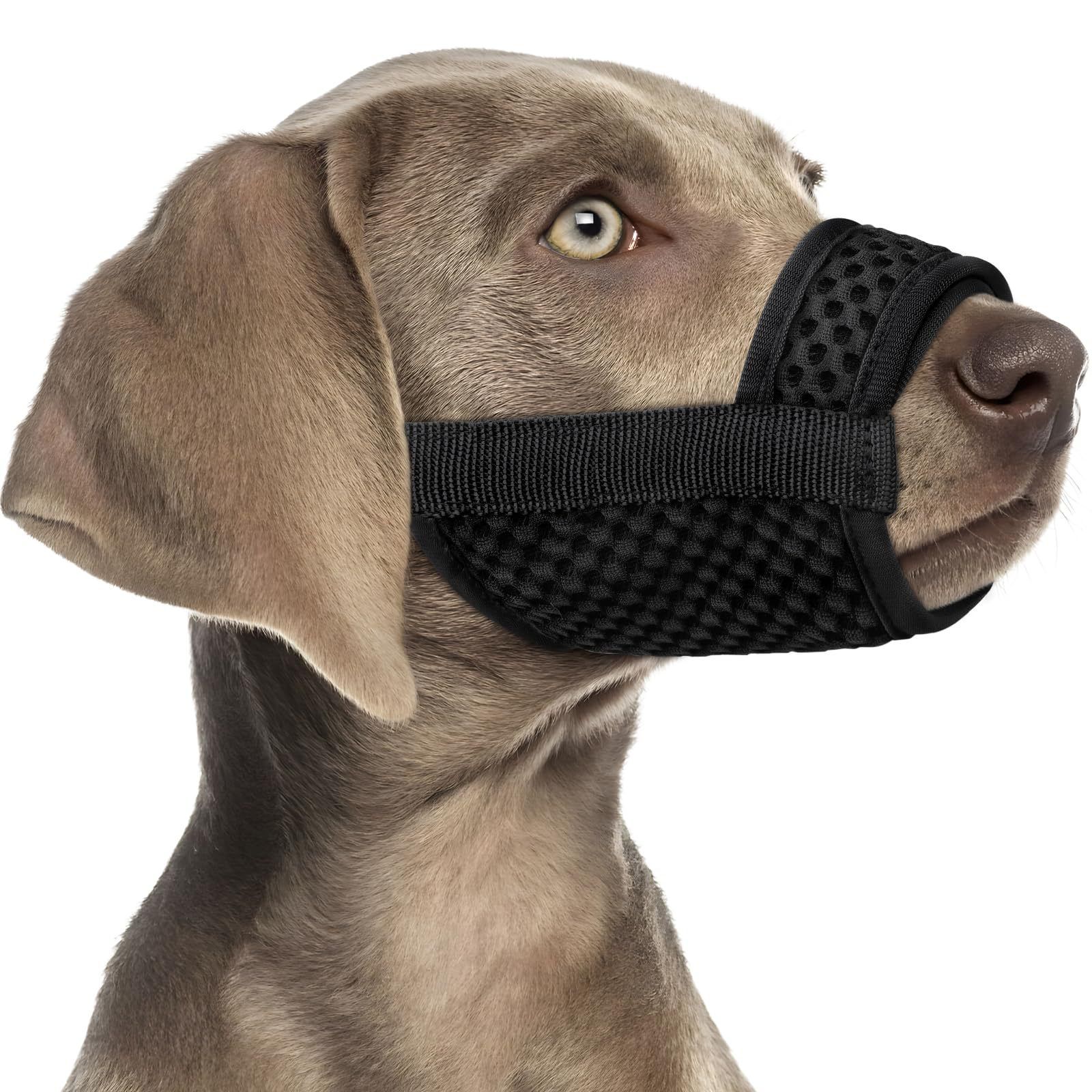 Dog mouth cover, used for chewing beauty, breathable, adjustable, allowing for large sips of water （black L）
