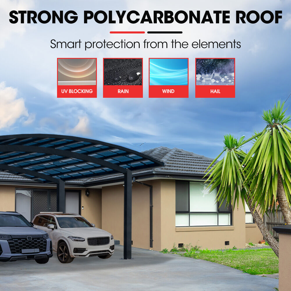 SHADE SHIELD Arched Double Carport 6.0m x 5.5m x 2.98m, Aluminium Alloy Frame, Polycarbonate Roof, Shelter for Car or Outdoor Living — image 4