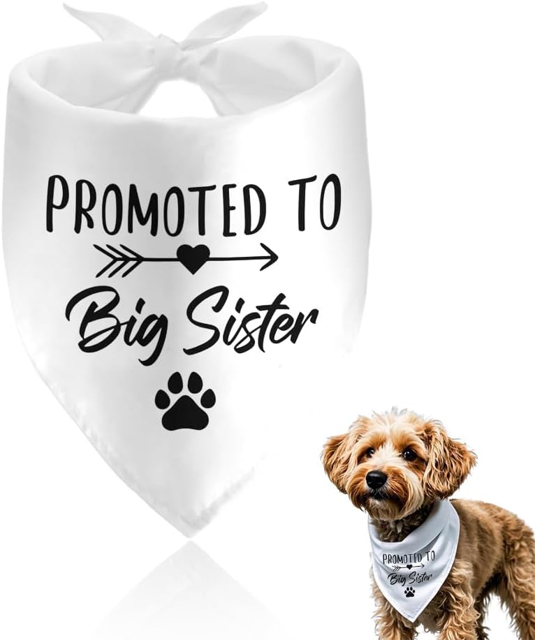 Promoted to Be Big Sister Dog Bandana Baby Announcement Pet Bandanas for Dogs Scarf for Small Medium Large Dogs Baby Gender Reveal Photo Prop Pet Scarf