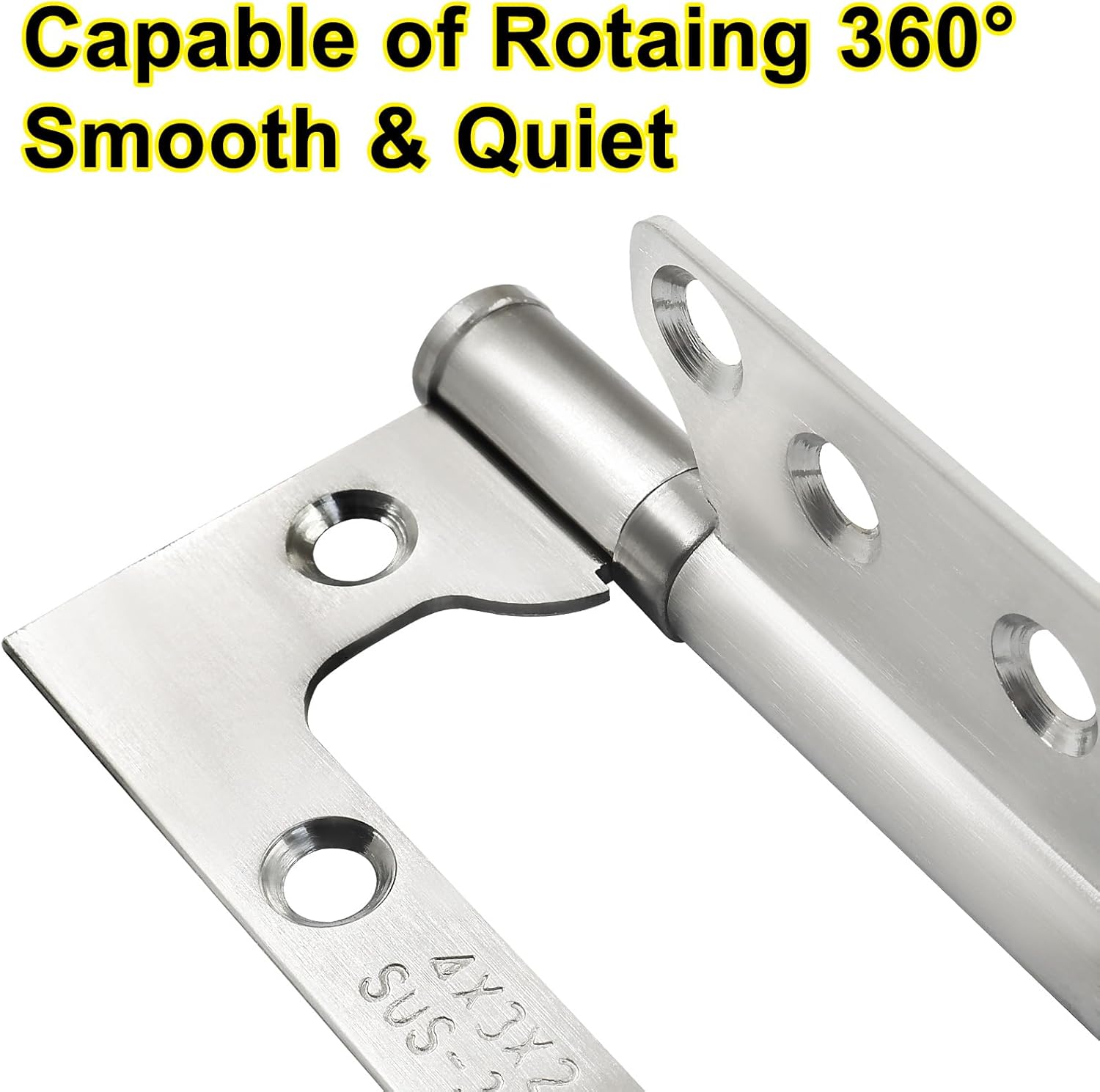6 Pack Silver Non Mortise Door Hinges, 4"x3" Stainless Steel Bifold Door Hinges Thicken Heavy Duty Interior Gate Hinges with Mounting Screws â image 4