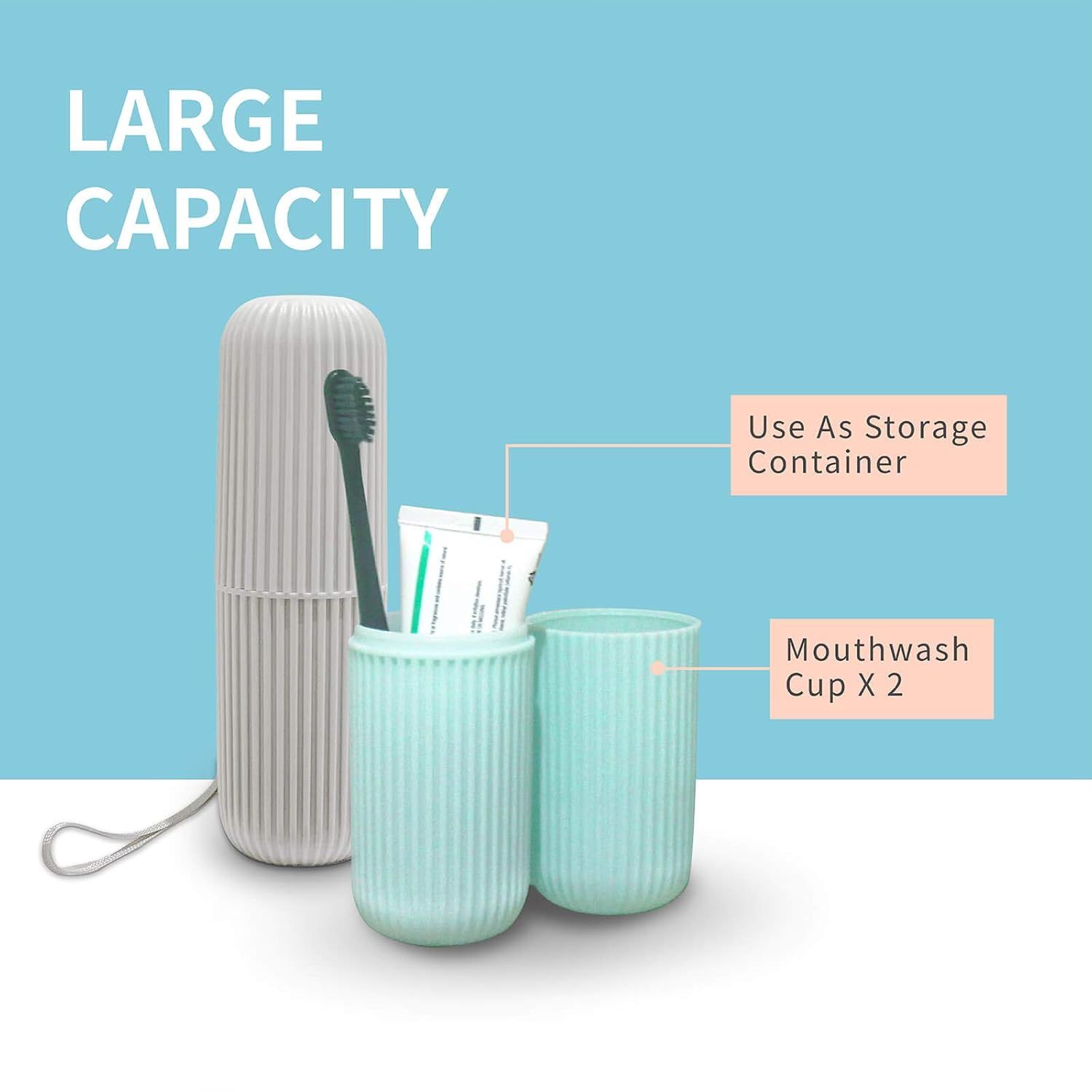 2Pcs Travel Toothbrush Holder, Portable Toothbrush Case for Traveling, Camping, Business Trip and School, Multifuction Plastic Toothbrushes Toothpaste Set with — image 3