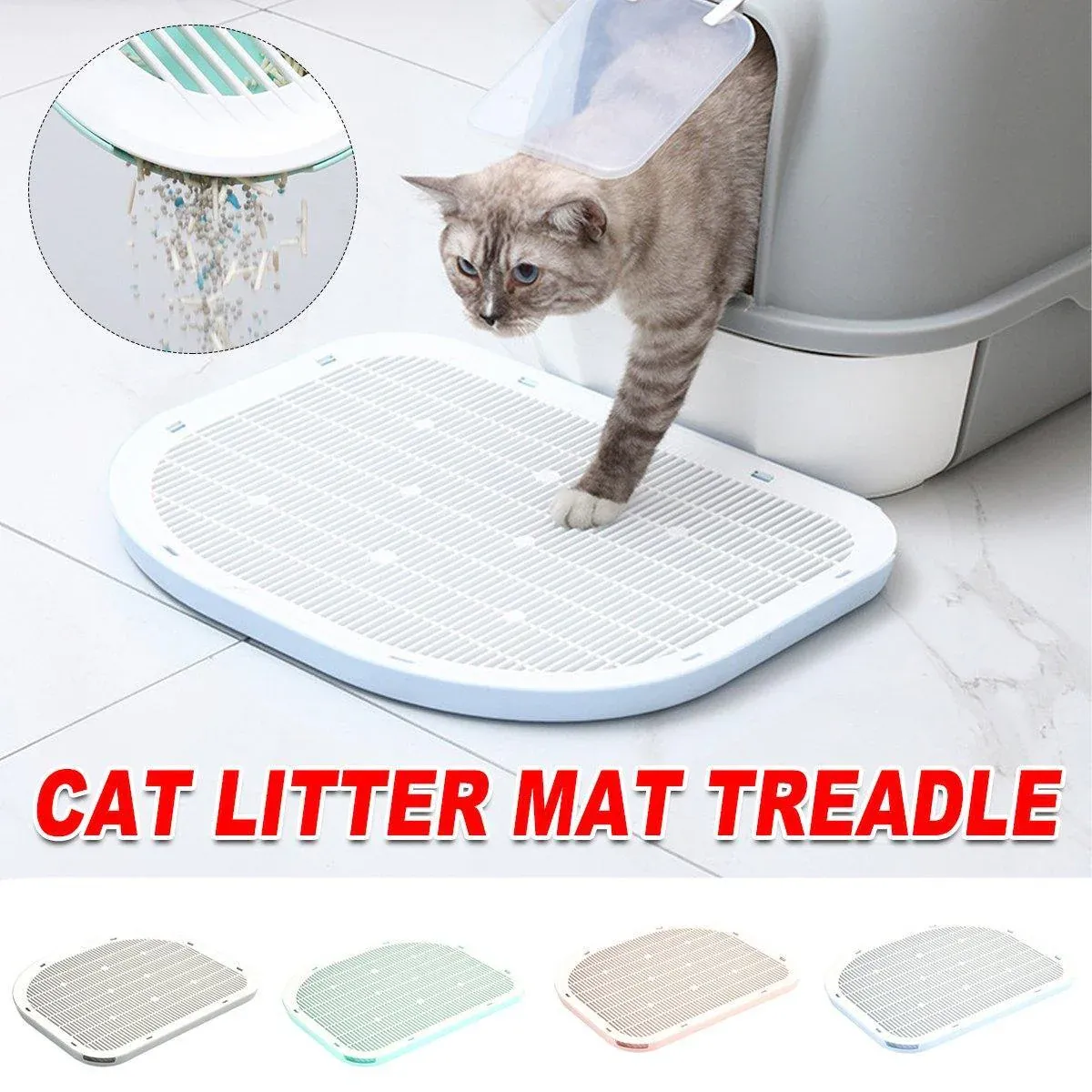 Anti Spill Cat Litter Mat Double Layer Pet Toilet Mat for Litter Box - Green โ image 2