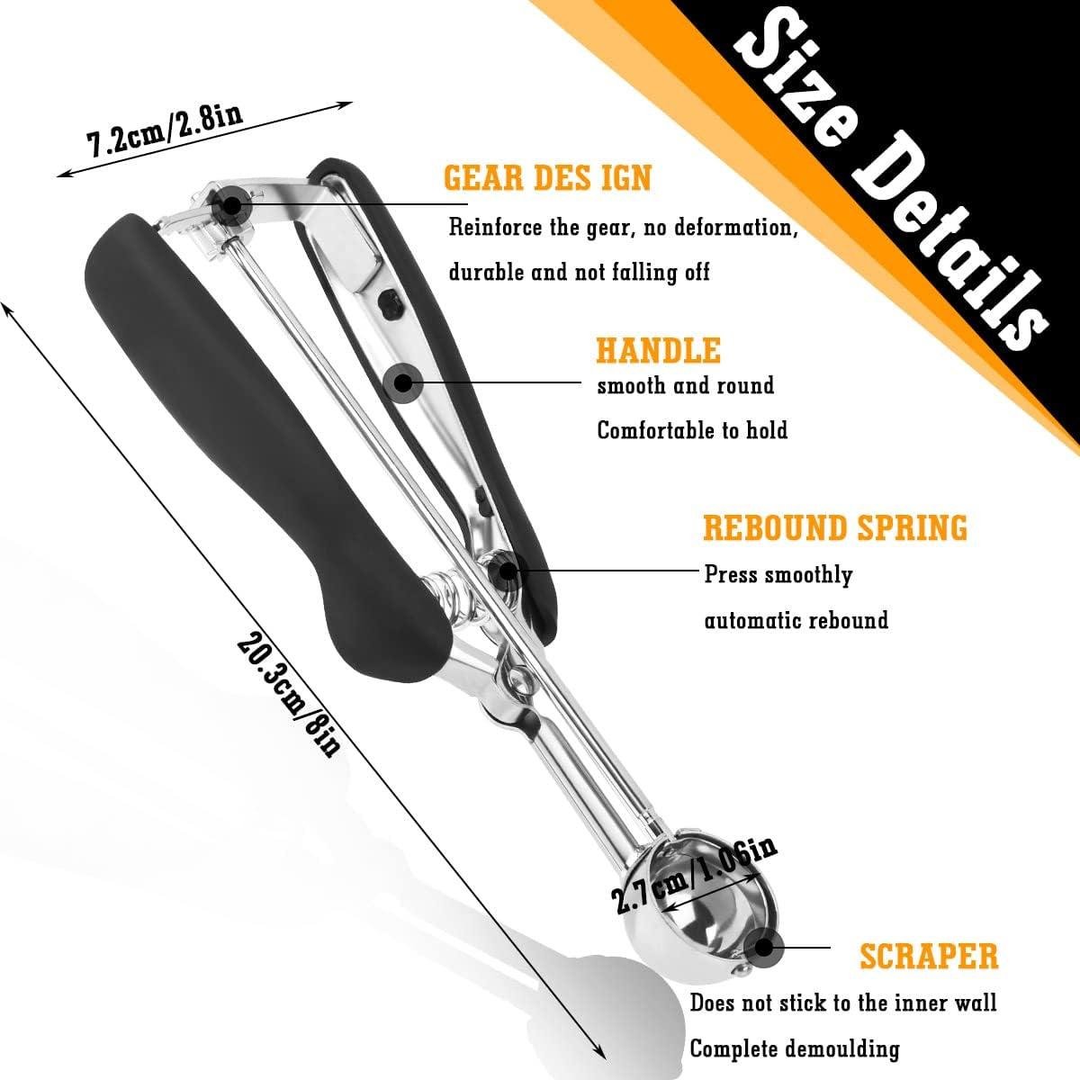 Stainless steel ice cream scoop – Spherical scoop for fruit, cookies and ice cream sorbets — image 4