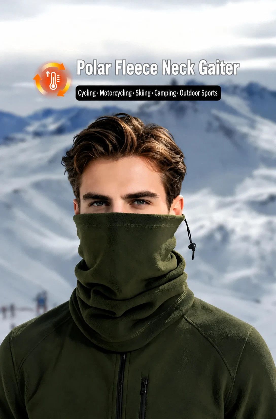 High Vis Ski Bundle Fleece Drawstring Neck Gaiters 2 Pcs, Fluorescent Green, Outdoor Safety Wear ā image 3