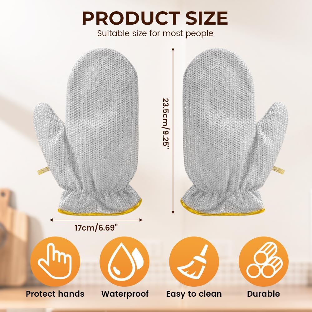 Steel Wire Dishwashing Glove, Glove for Kitchen Cleaning, Reable Scrub Gloves — image 5