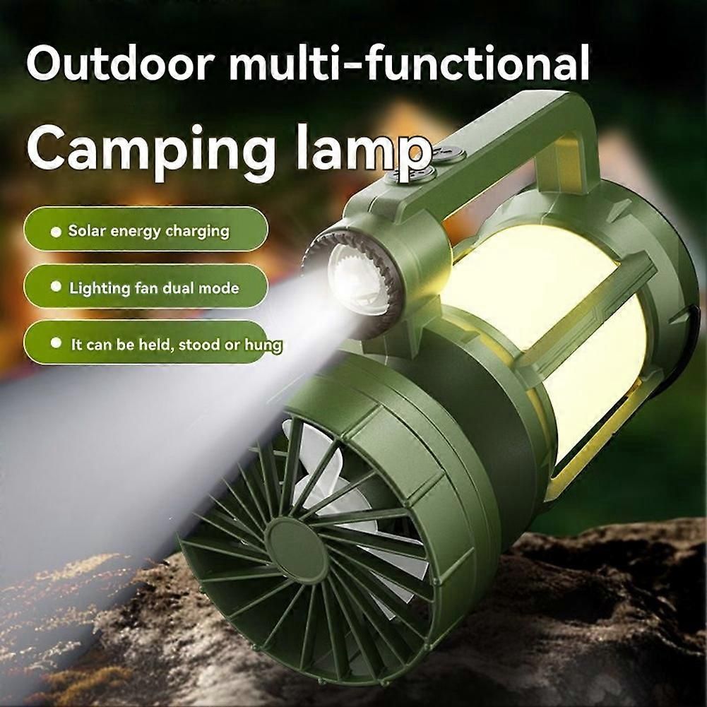 Solar Outdoor Camping Lantern with Cooling Fan Portable LED Flashlight Tent Lamp Searchlight for Outdoor Camping Hiking โ image 3