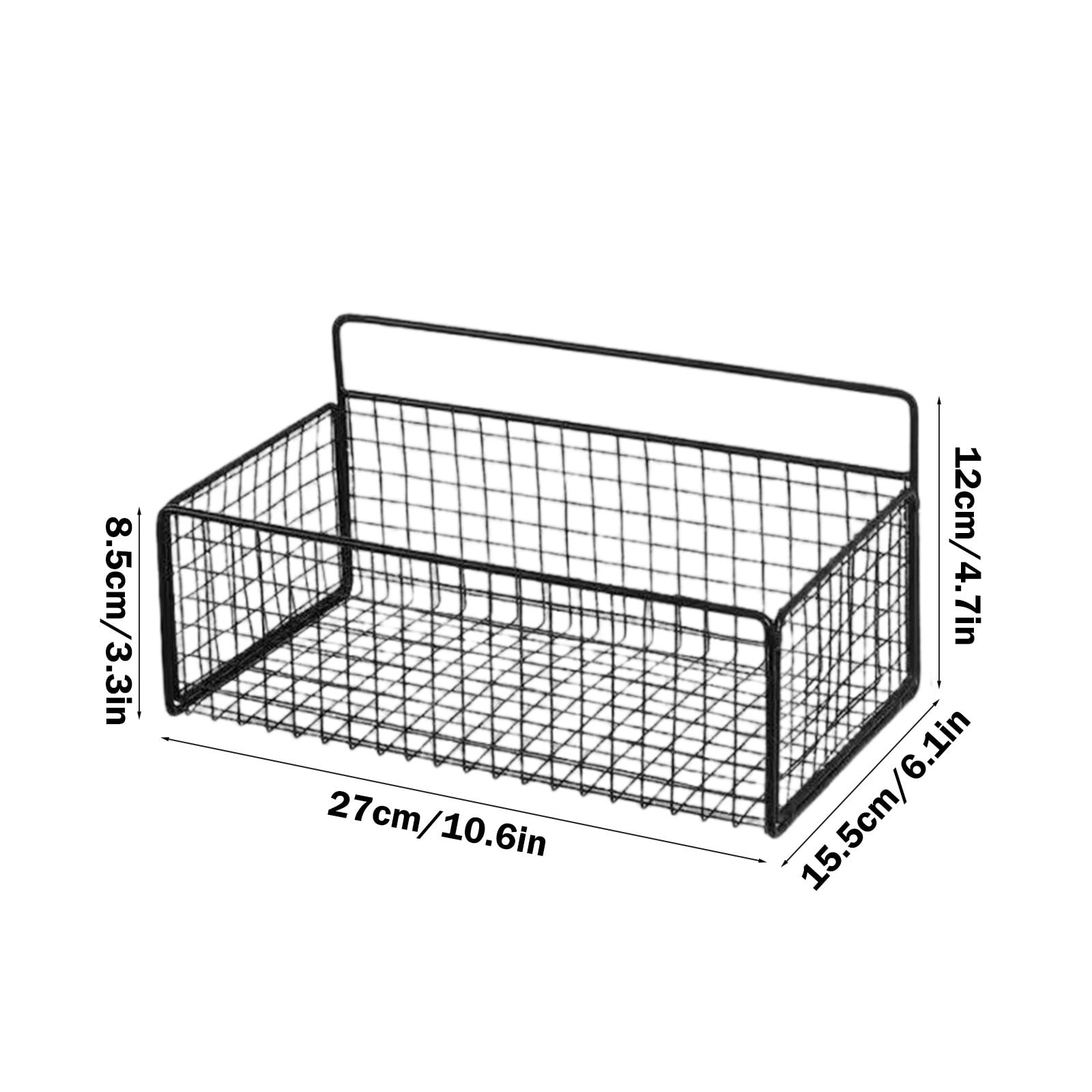 2 Pieces Wall Mounted Metal Storage Baskets, Hanging Shelves for Bathroom Toiletries, Kitchen Seasonings, Black — image 6