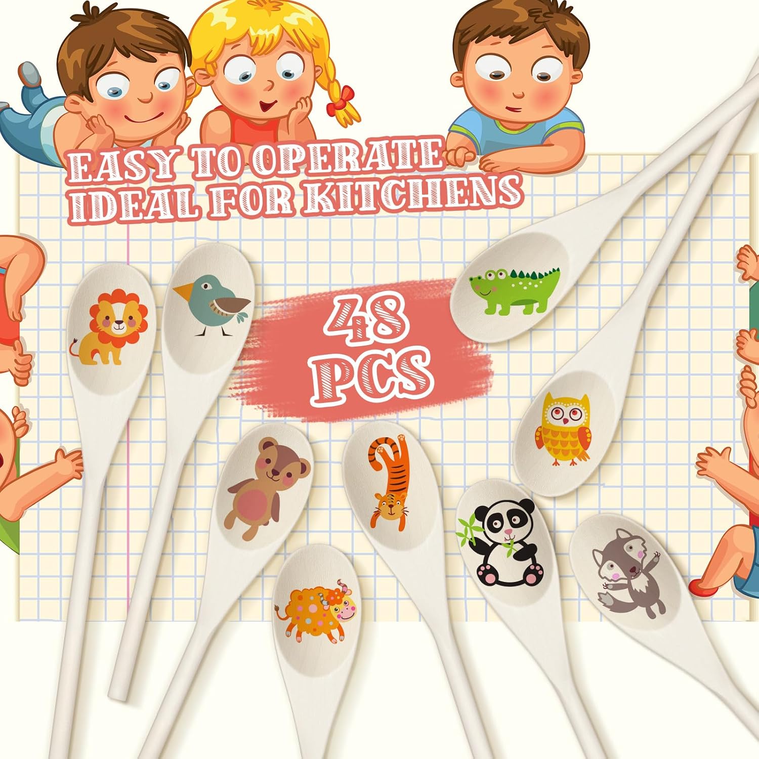 48 Pcs 8, 10, 12 Inch Wooden Spoons Gifts for Mom Oval Wooden Cooking Spoons Set Wood Serving Spoon Sauce Soup Stirring Ladle for Kitchen Cooking Baking — image 4