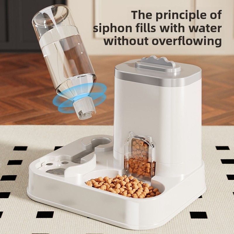 Automatic Pet Feeder and Water Dispenser Combo, 7-Day Capacity for Cats and Small Dogs, Self-Refilling Water Bowl with Gravity Flow, No Battery Needed, Modern — image 2
