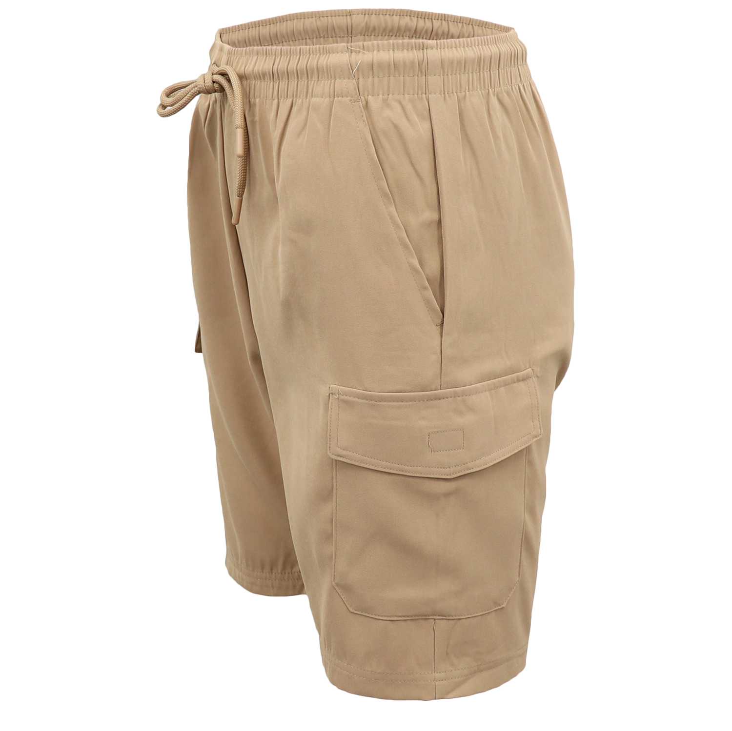 Men's Cargo Shorts 4 Pockets Cascual Work Trousers Active Pants Elastic Waist, Khaki, L โ image 2