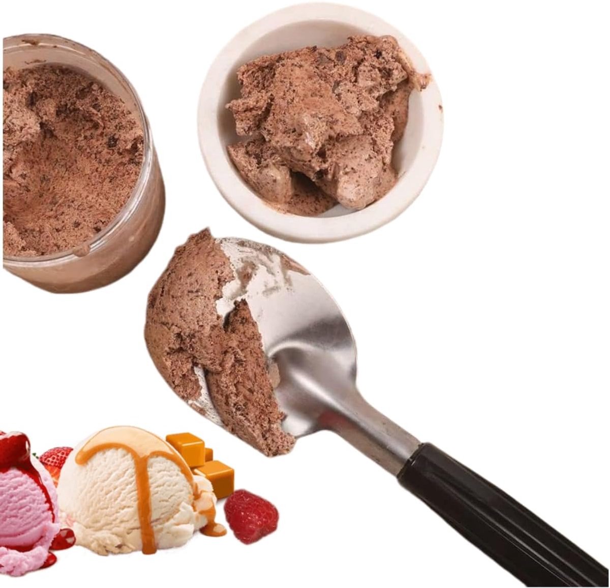 Robust ice cream scoop with non-slip handle - stainless steel ice cream scoop - perfect for scooping and serving hard frozen desserts — image 4