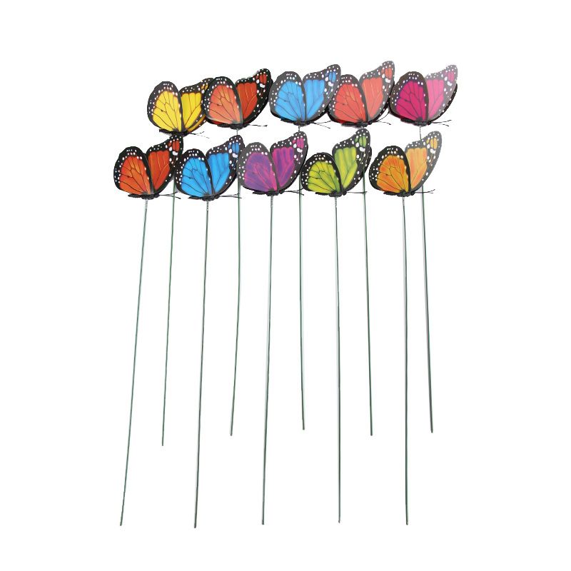 Butterfly Garden Stakes Yard Planter Colorful Butterfly Garden Ornaments Decorations for Garden10 Pcs Set Random color mixing
