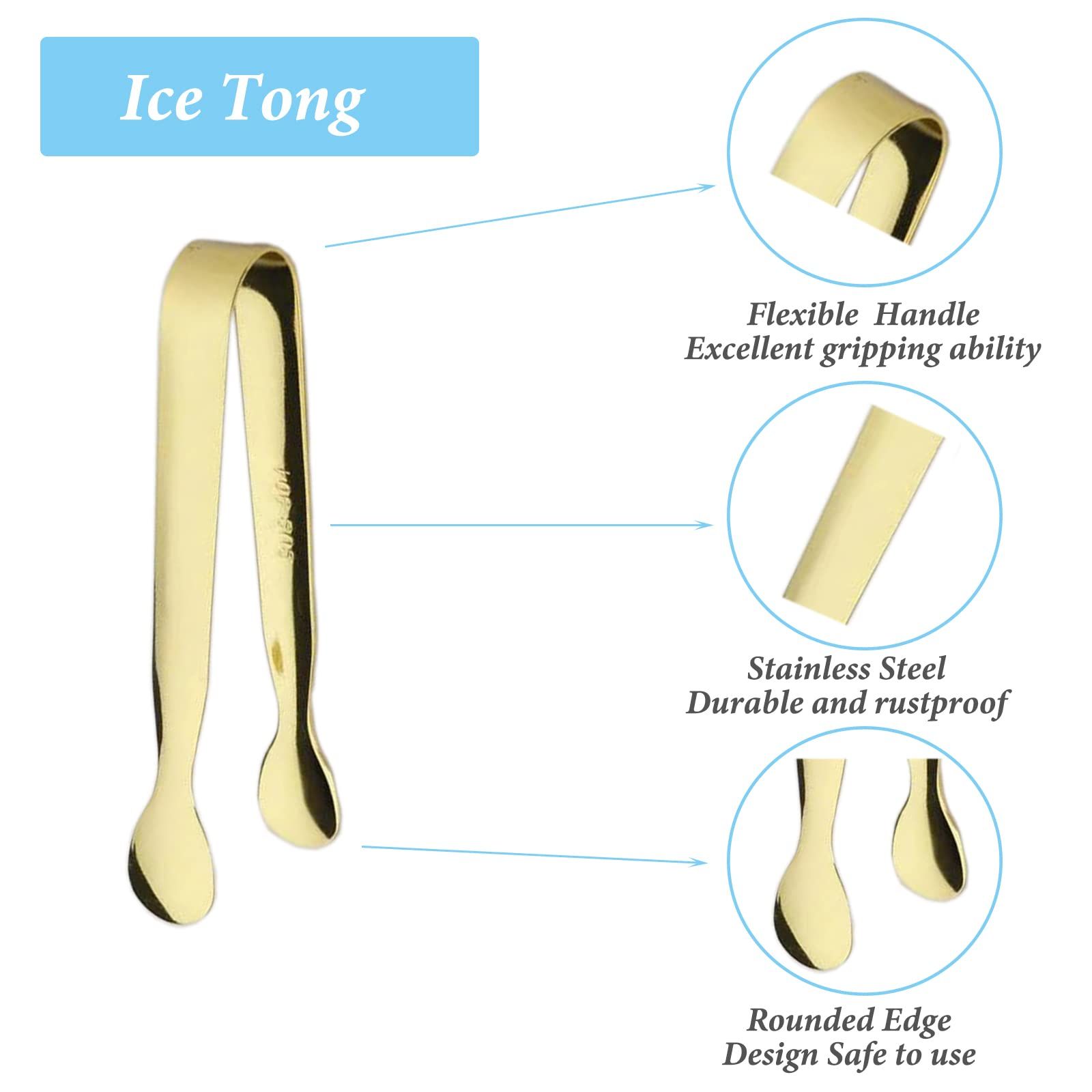Ice Tongs Mini Sugar Tongs 4.3Inch Stainless Steel Small Serving Tongs, Small Kitchen Tiny Tongs for Appetizers,Tea Party â image 5