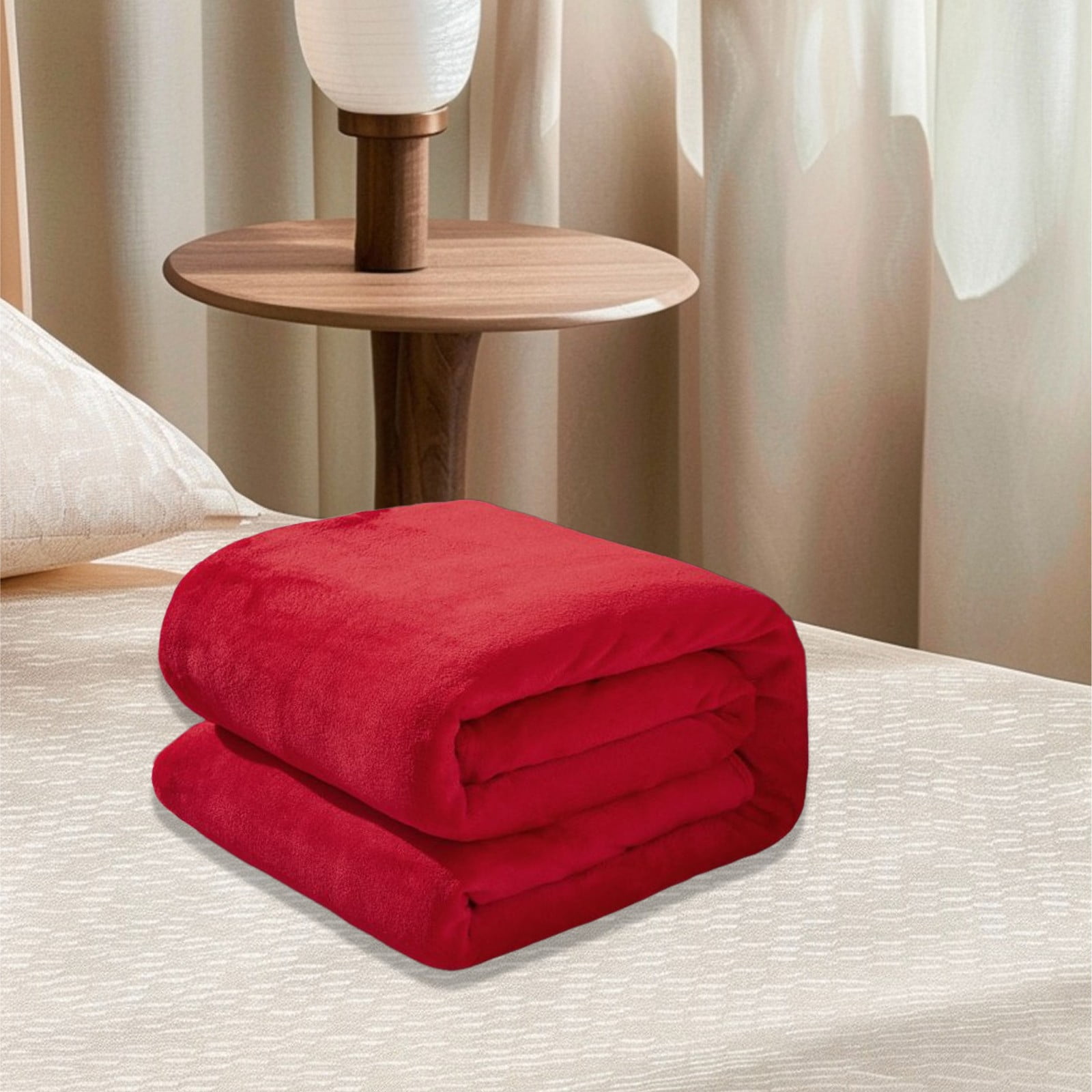 Fleece Throw Blanket, Soft Plush Flannel Microfiber Couch and Bed Blanket for Sofa, Home and Winter Comfort, Red, 70x100cm โ image 4