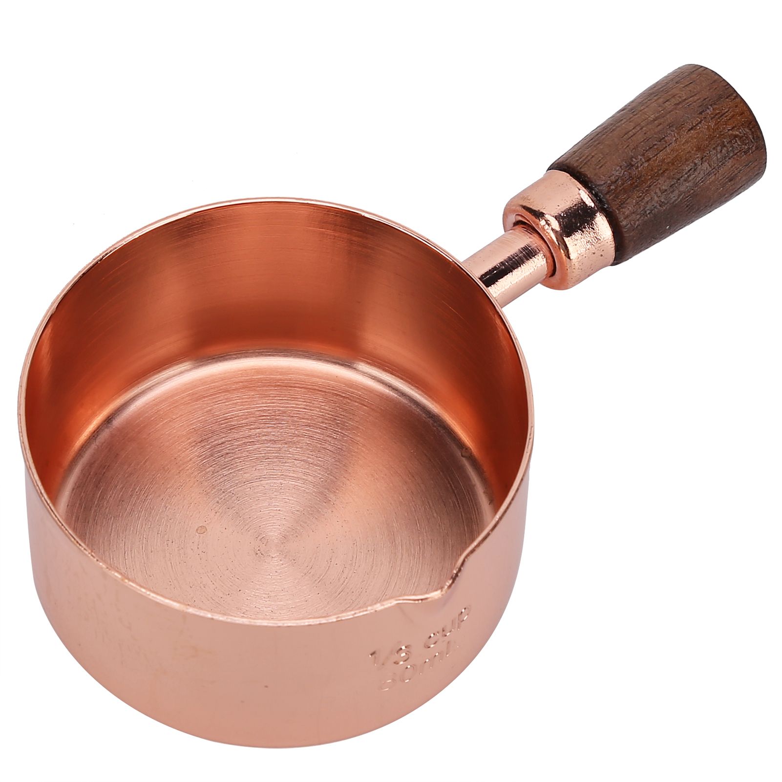 Sauce Pan Wooden Handle Rose Gold Stainless Steel Sauce Pot for Cooking Kitchen Ware1/3cup — image 5