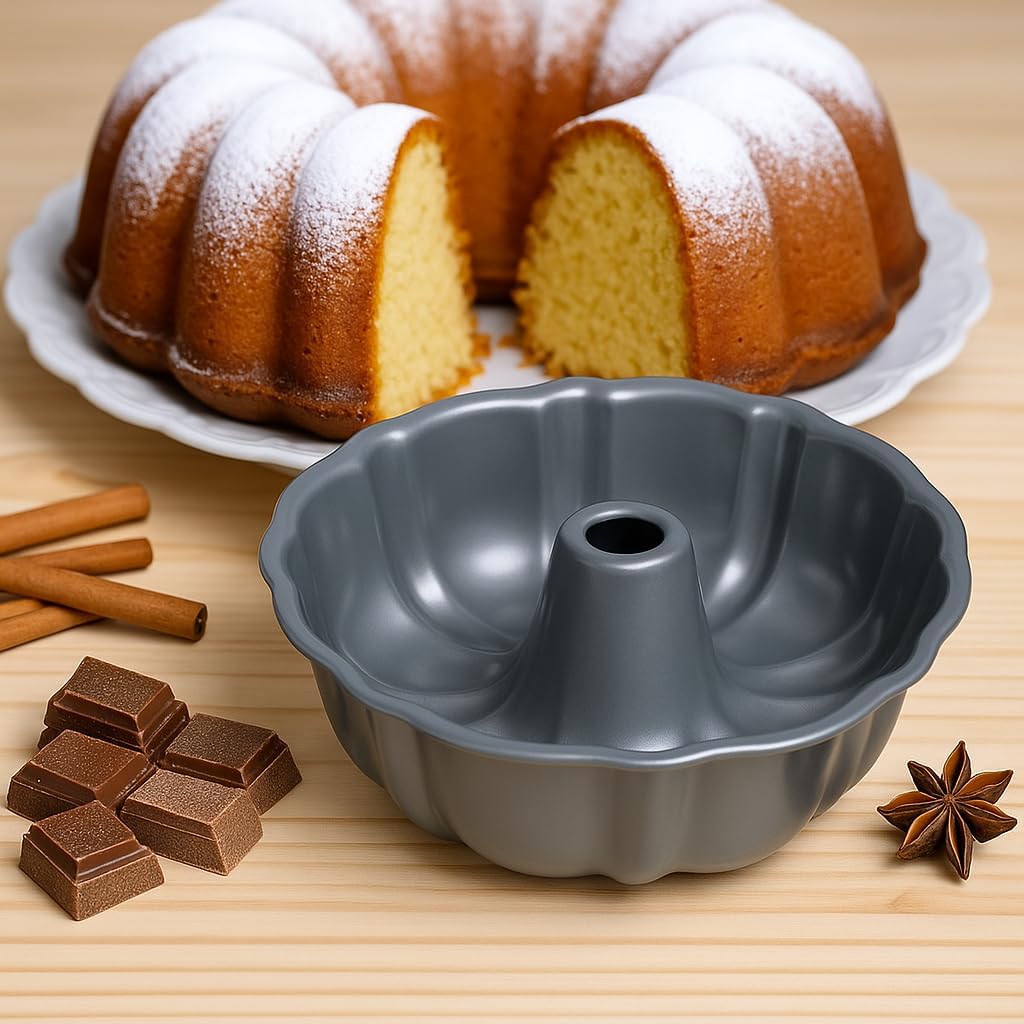 10-Inch Nonstick Cake Pan, Fluted Tube Pan for Pound Cakes, Muffins, Angel Food Cake, Coffee Cake, and More β Easy Release, Dishwasher Safe, Oven Safe, Heavy β image 3