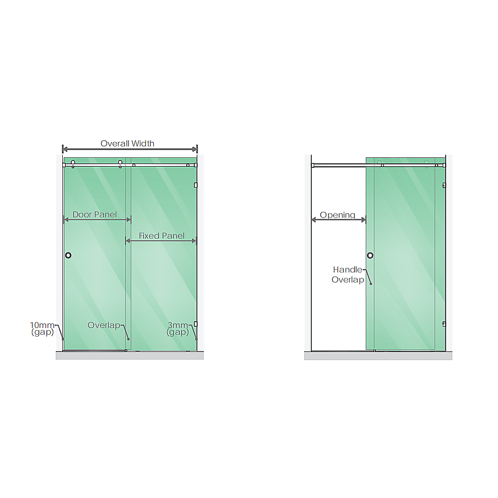 140x100cm Frameless Glass Sliding Corner Shower – With Black Rail and U-Brackets for Contemporary Bathrooms — image 3