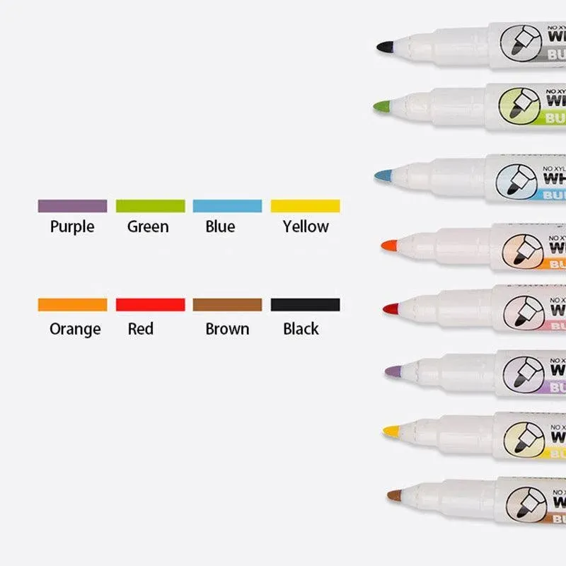 8 Colours Dry Erase Whiteboard Markers Set with Built-in Eraser Tips — image 4