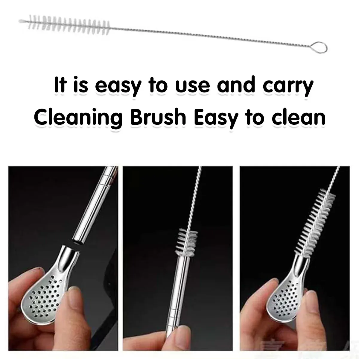 5pcs Stainless Steel Straw Spoon Removable Filter Reusable Tea Juice Stirrer - Gold โ image 5