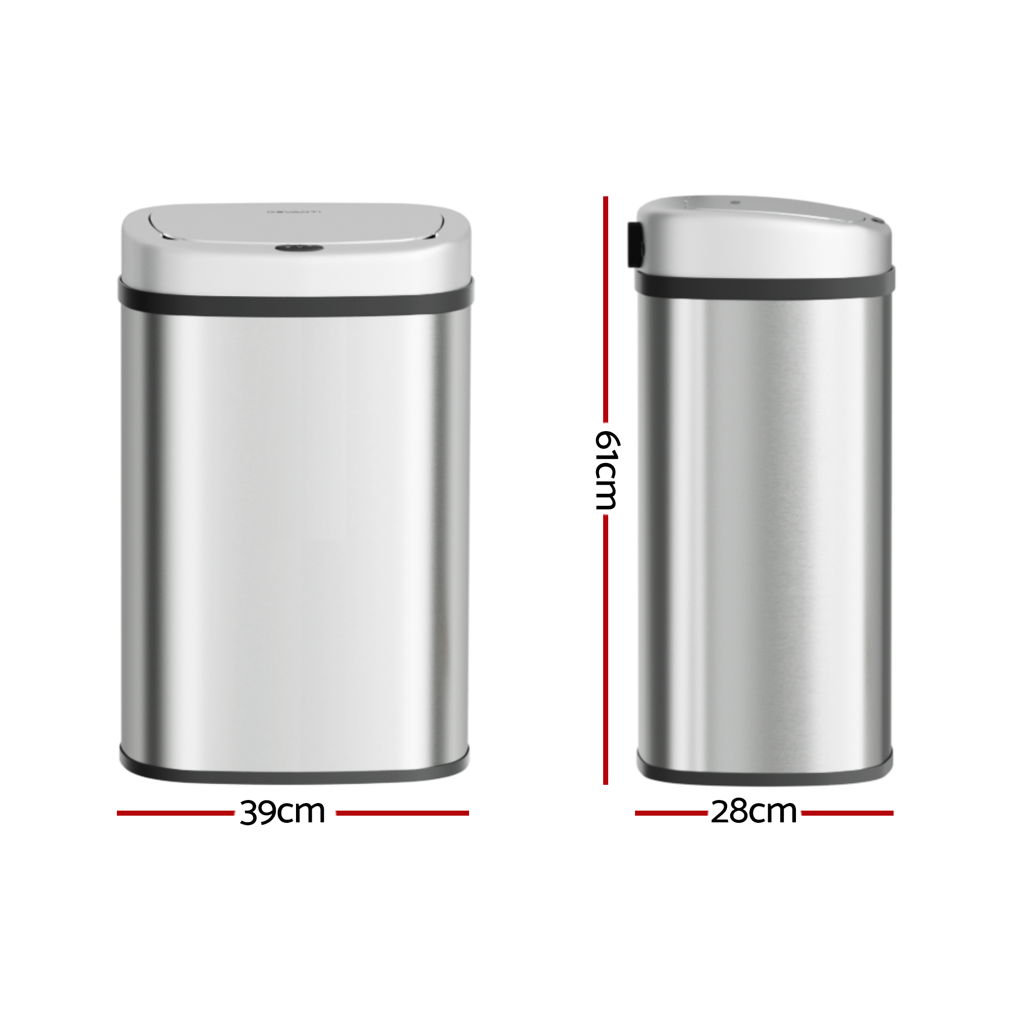 Devanti 50L Sensor Bin Motion Rubbish Automatic Silver โ image 2