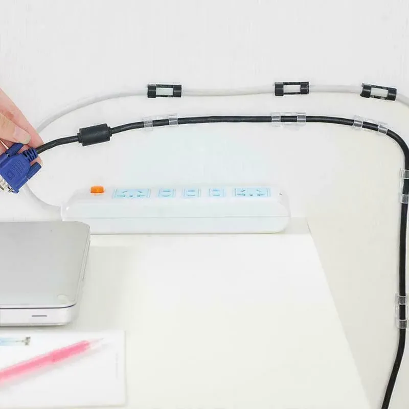 16PCS Cable Clips Management Holder Cord Wire Line Organizer Self-Adhesive L - L Size - White x 16 PCS — image 4