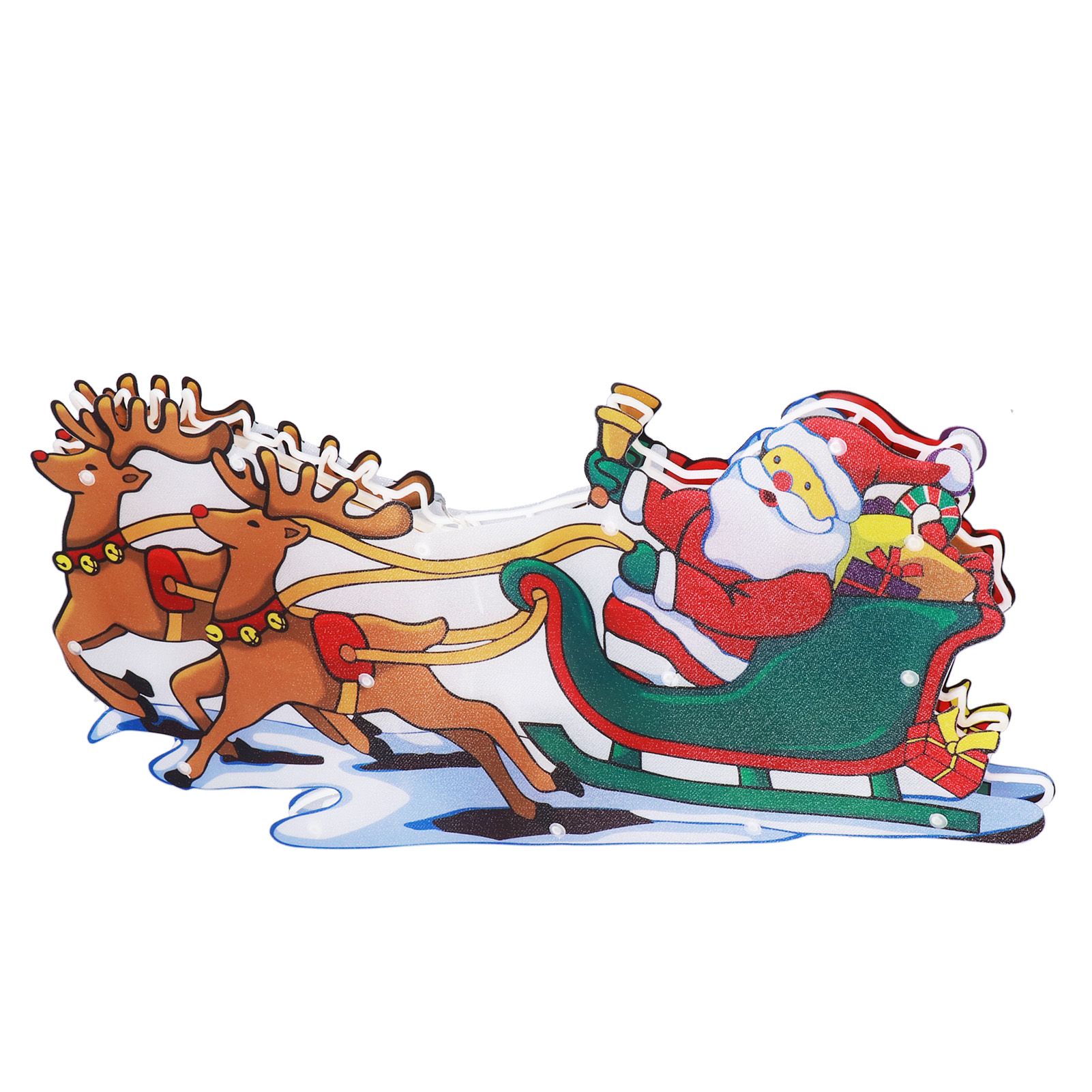 LED Christmas Light Sled Santa Claus Pattern Window Hanging Lamp Battery Powered with Suction Cup Festival Decoration โ image 4