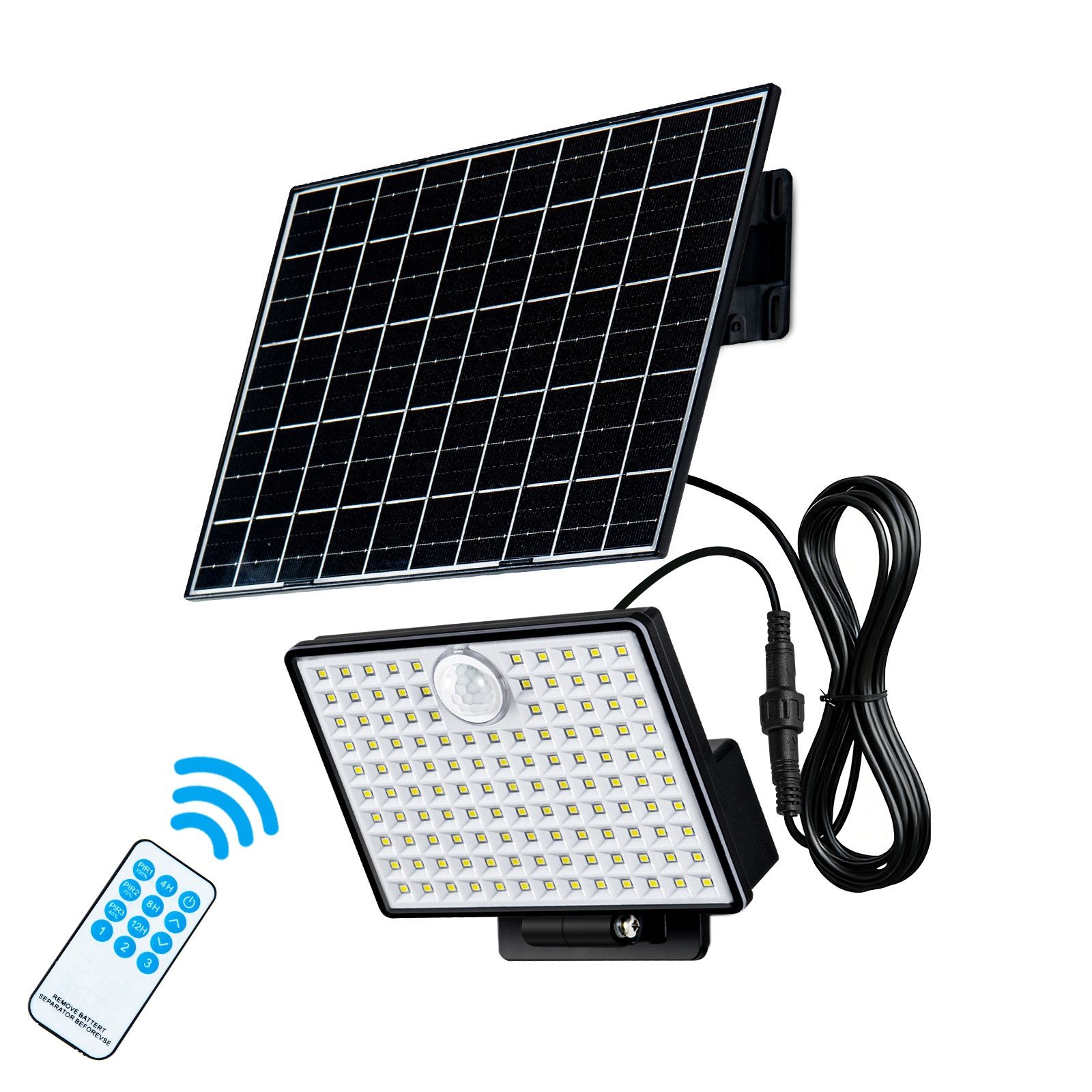 Split-Type Solar Powered Motion Sensor Floodlight with Detachable Panel, Dual Mounting Brackets, IP65 Waterproof, 6500K Cool White or 3000K Warm White Options — image 3