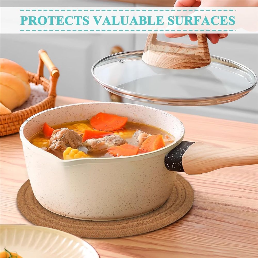for Hot Dishes, Pots and Pans, Hot Pads with Storage Basket, Pot Holders for Kitchen, Heat Resistant Mat Protect Counter Home Essentials, Farmhouse Decor — image 4