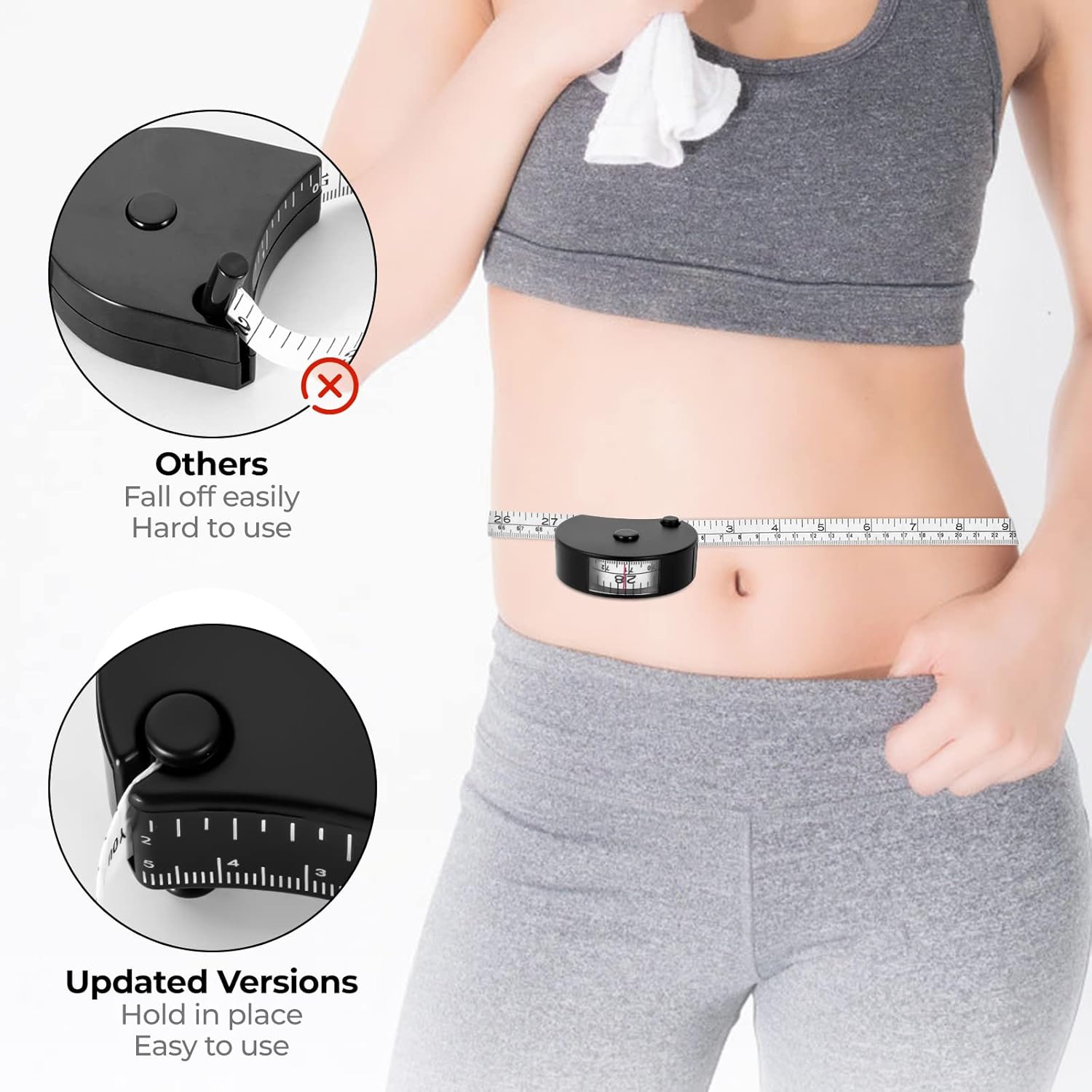 Upgraded Body Tape Measure for Weight Loss, Fitness, Bodybuilding, Mcle Gain. Lock Pin, Retractable Button, Soft Sewing Tape for Tailors, Measures Body Part — image 3