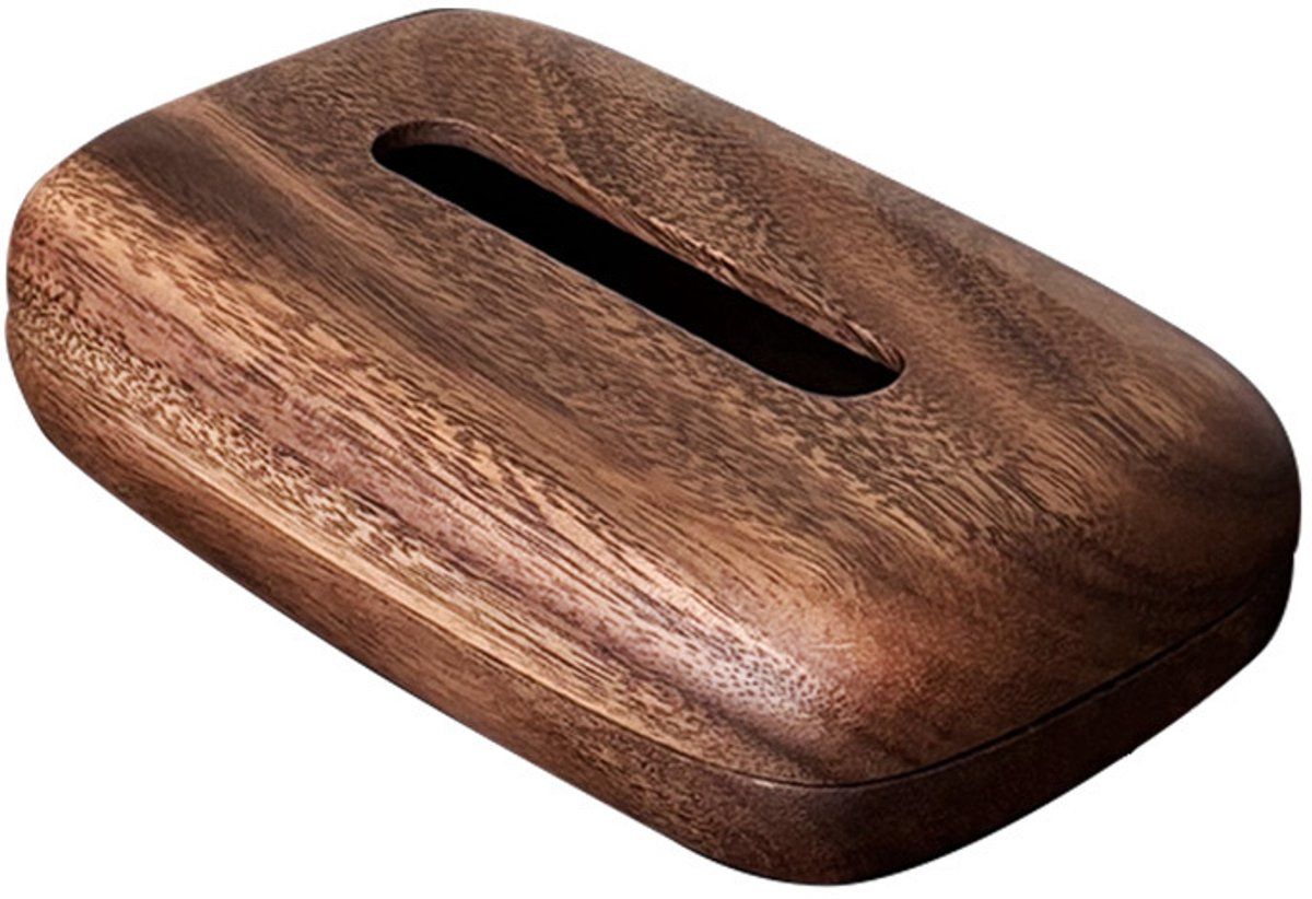 Tissue Box Cover With Walnut Wood Lid, Magnetic Easy Refill, Durable Plastic Base, For Bathroom Office Desk Nightstand, Brown โ image 4