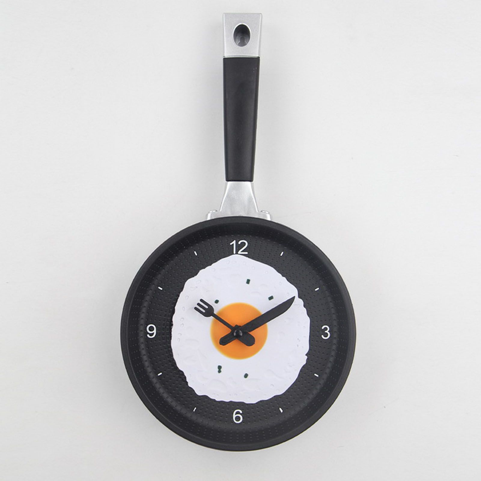 Wall Clock ABS Fried Egg Frying Pan Shape Silent Battery Operated Wall Clock for Bedroom Living Room Kitchen Pink โ image 5