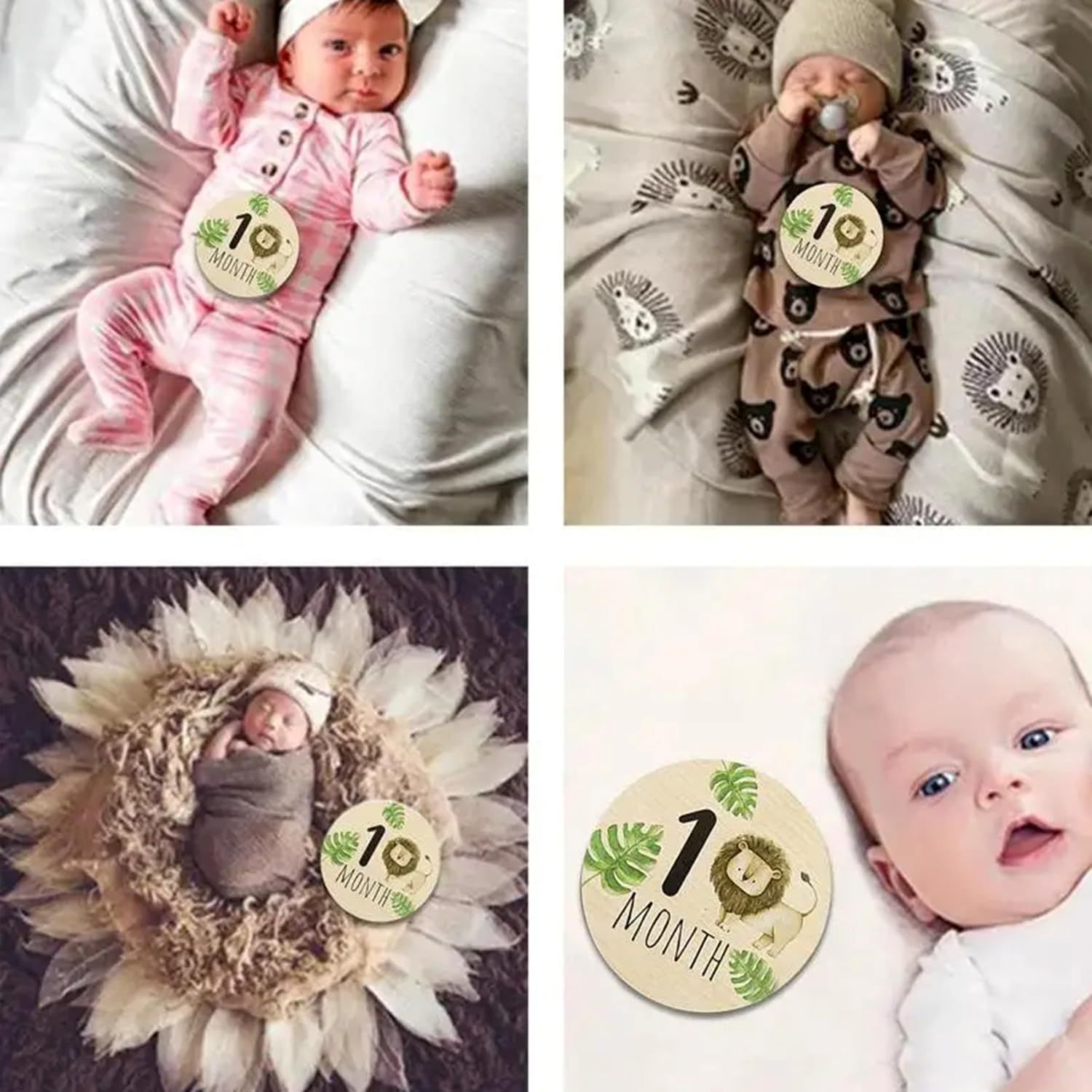Wooden Baby Monthly Milestone Marker Discs with Announcement Sign - Reversible Photo Props, Newborn Baby Growth & Pregnancy Growth — image 5