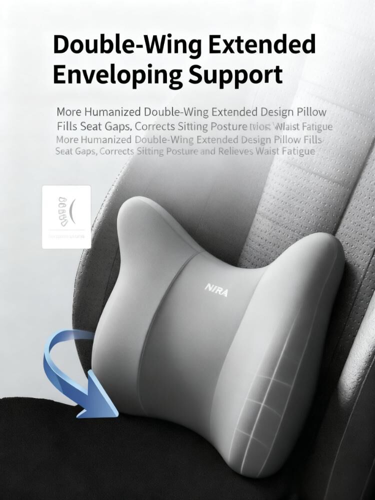 Christmas gift Car Headrest & Lumbar Support Set, Ergonomic Plush Cushion for Driver & Passenger, Comfort & Spine Protection for Long Drives(grey) — image 5