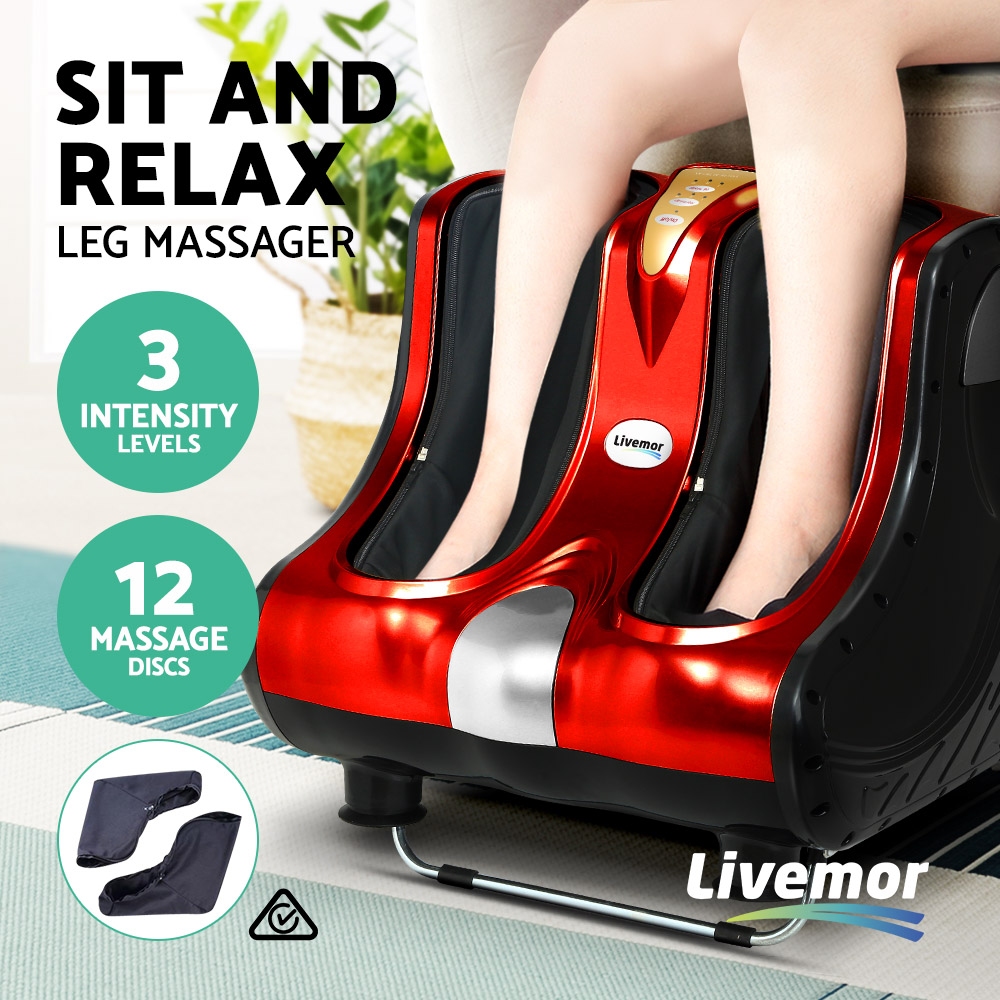Livemor Foot Massager Massagers Shiatsu Electric Roller Ankle Calf Leg Kneading Red — image 3