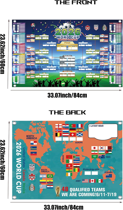 2026 World Cup Wall Chart Poster - 48 Team Tournament Schedule Tracker on Premium Waterproof Oxford Fabric (31.5" x 23.6") - Ultimate Soccer Gift for Fans — image 3