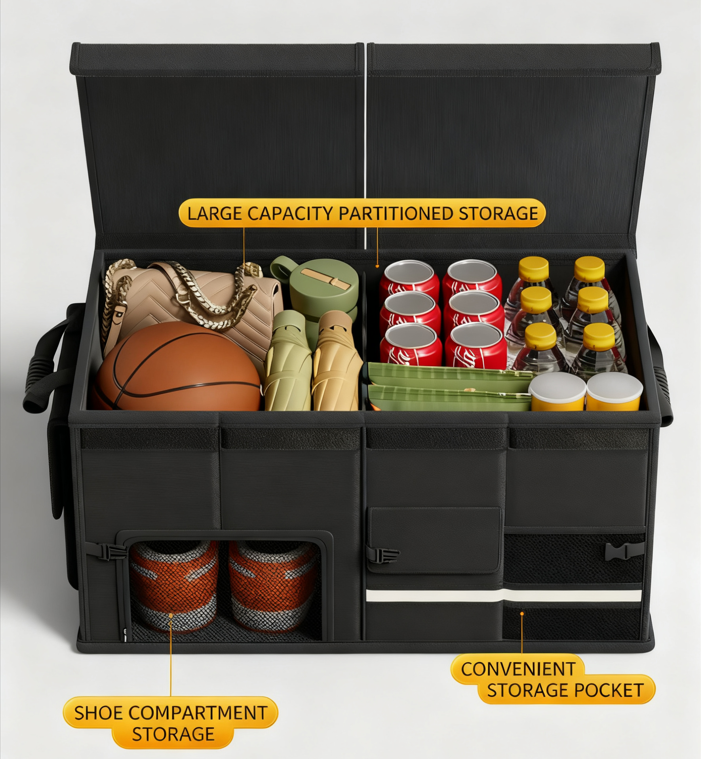 Foldable Car Trunk Organiser, 30L/60L Large Capacity Storage Box for Auto Boot, Multi-functional Cargo Container(30L,grey) — image 5