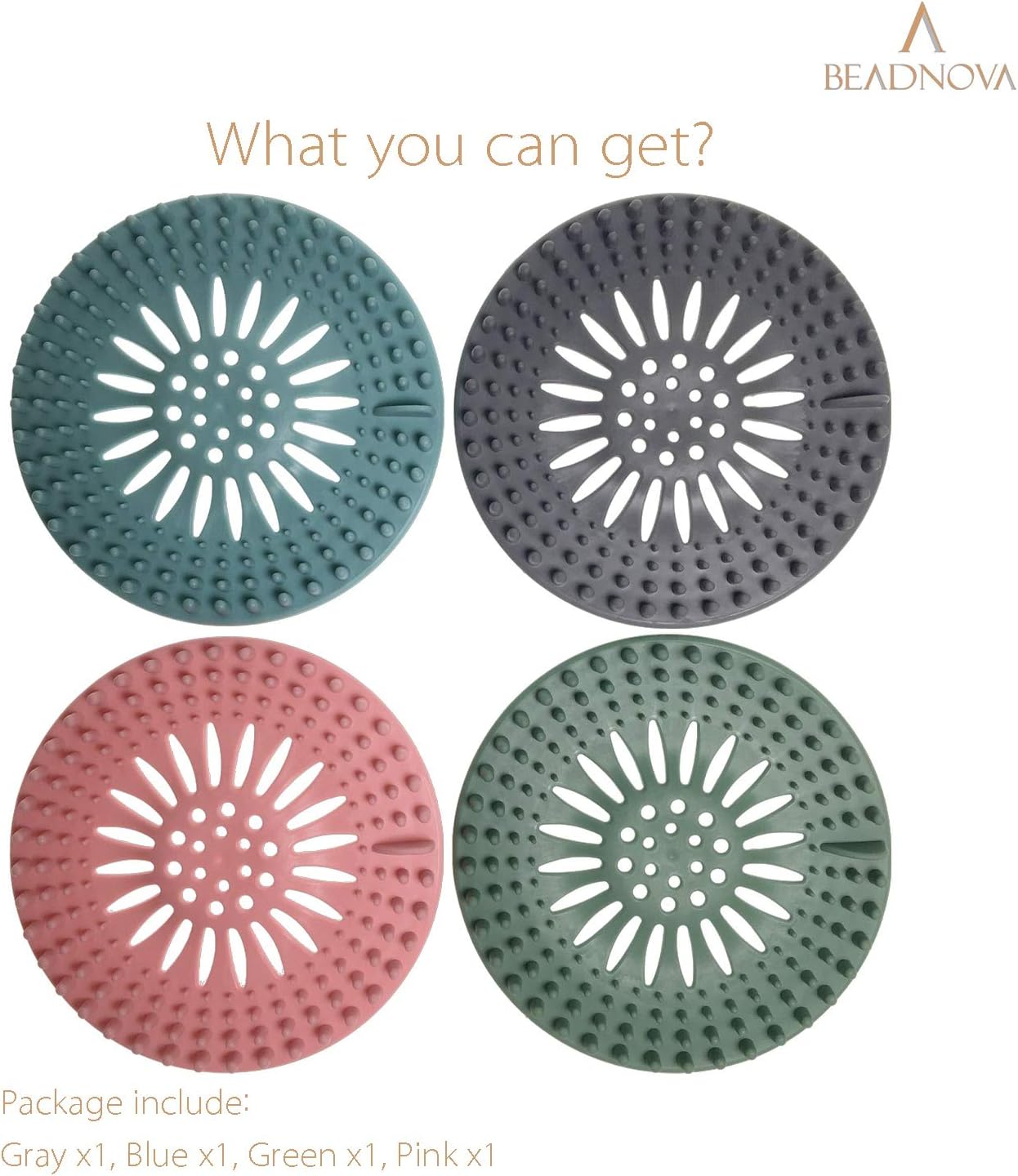 Drain Hair Catcher Cover Silicon Shower Drain Hair Trap Universal Stopper for Shower Bathroom Bathtub Kitchen Tub (Mix Colors, 4 Pack) โ image 3