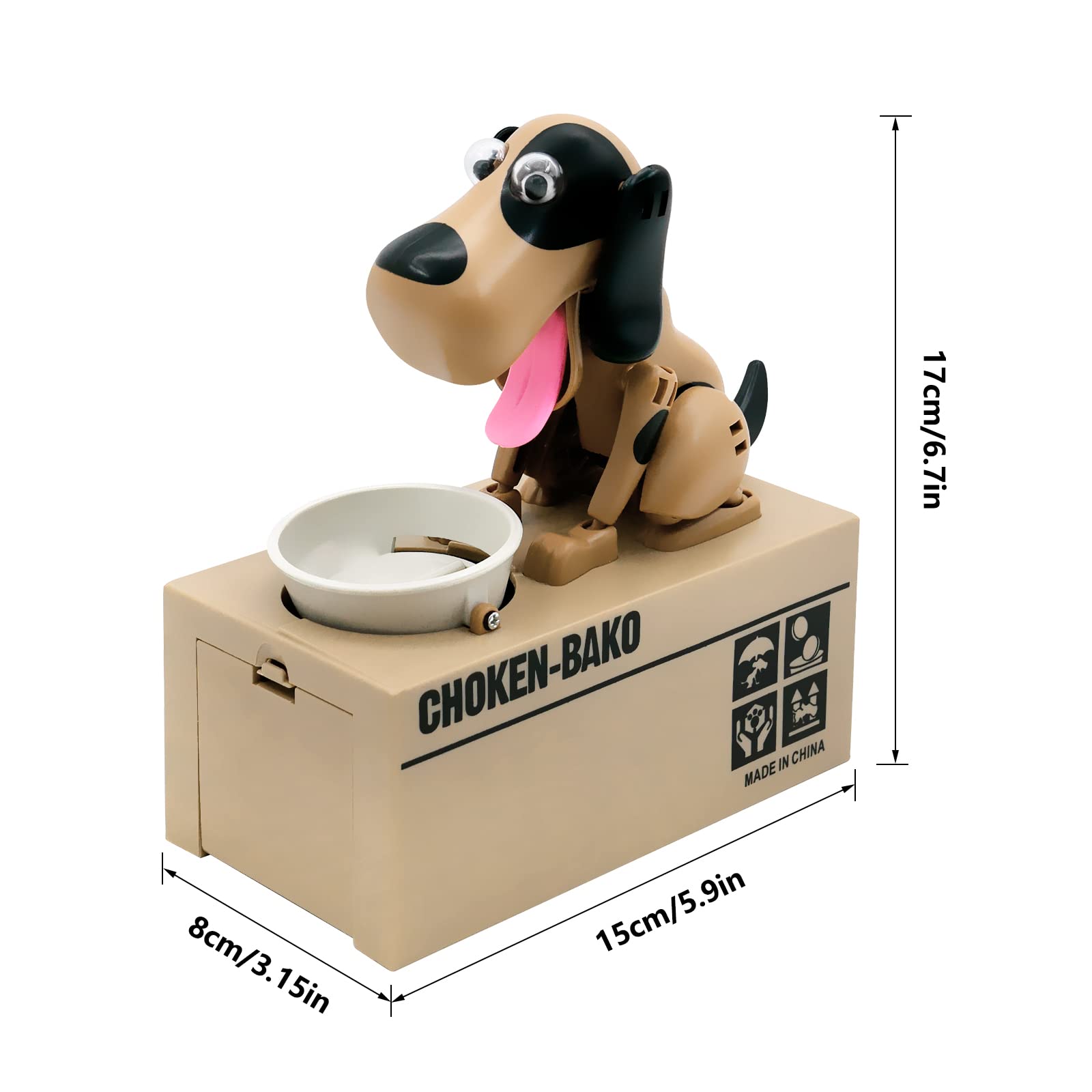 Interactive Dog Coin Bank – Automatic Electric Money Saving Piggy Bank with Moving Dog Design – Fun Kids Gift & Desk Decor (Brown) — image 6