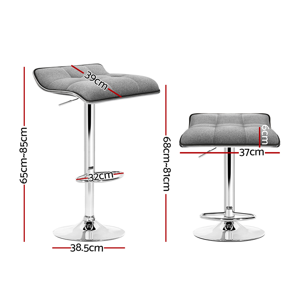 Artiss 2x Bar Stools Linen Padded Gas Lift โ image 2