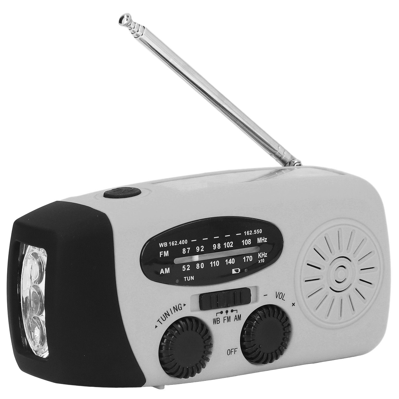 Hand Crank Solar Radio Multifunctional Emergency Radio LED Radio with Flashlight for Outdoor CampingSilver Gray America — image 6