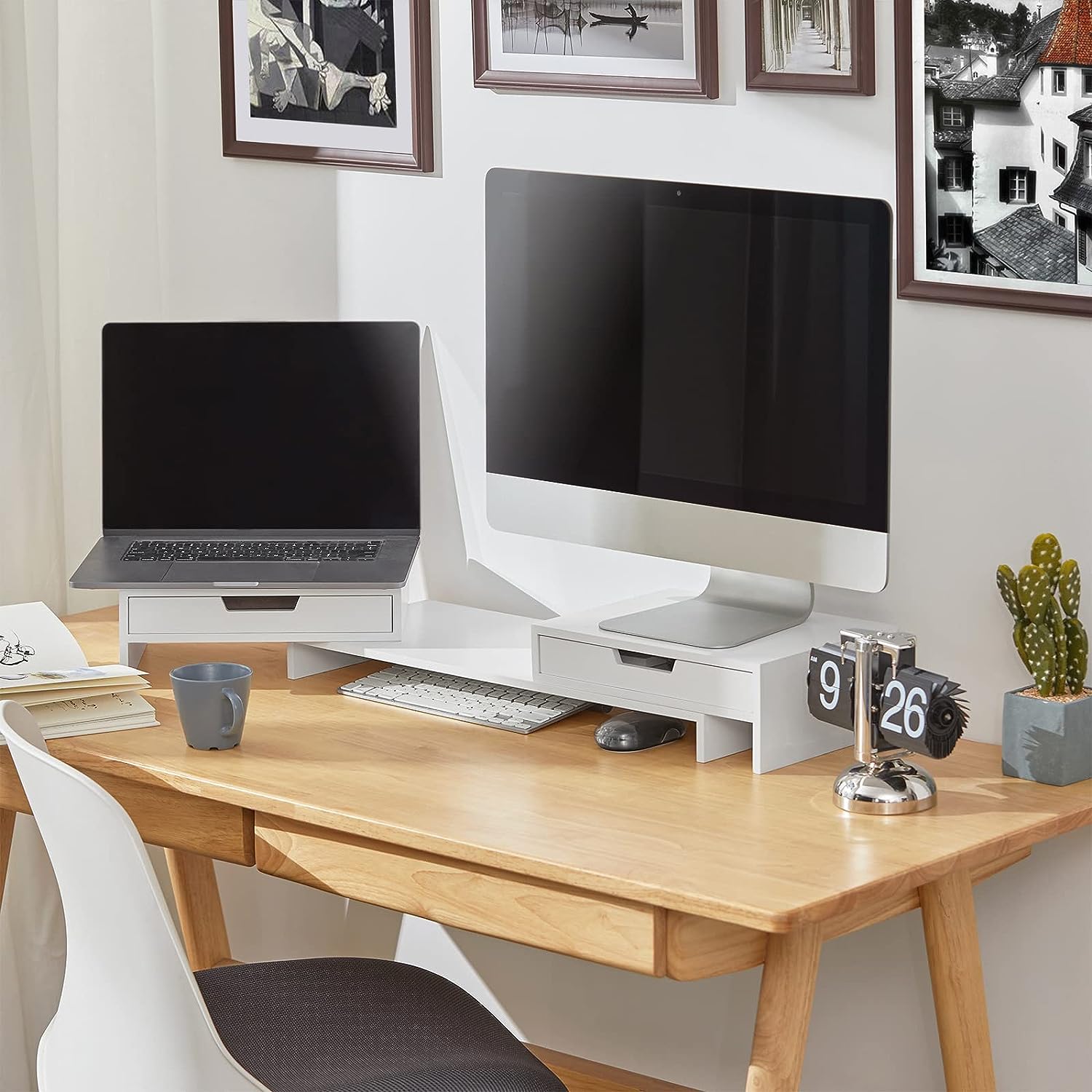 White Monitor Stand with Drawers โ image 4
