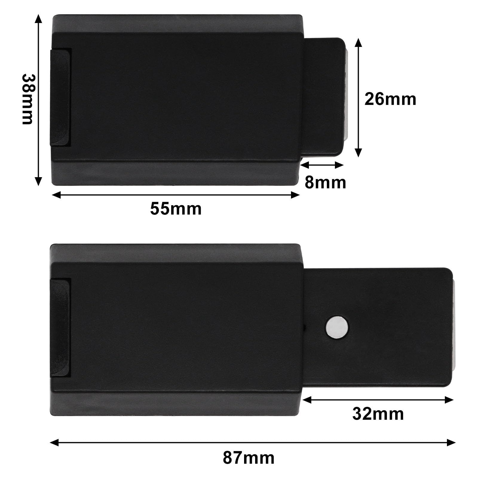 2 Pcs Push to Open Cabinet Latch, Heavy Duty Magnetic Touch Latches Hidden Door Latch, Black Push to Open Cabinet (Black) โ image 4