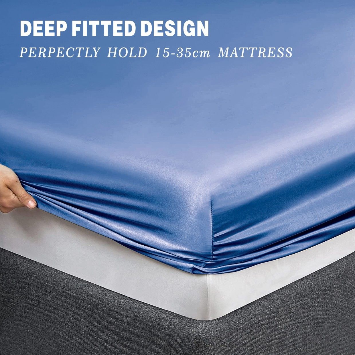 Art Silk Satin Sheet Set Hotel 4 Pieces Fitted/Flat Sheet Bedding Set-Luxury Soft Silky Sheets for Hair and Skin, Similar to Silk Bed Sheets Set 4 — image 3