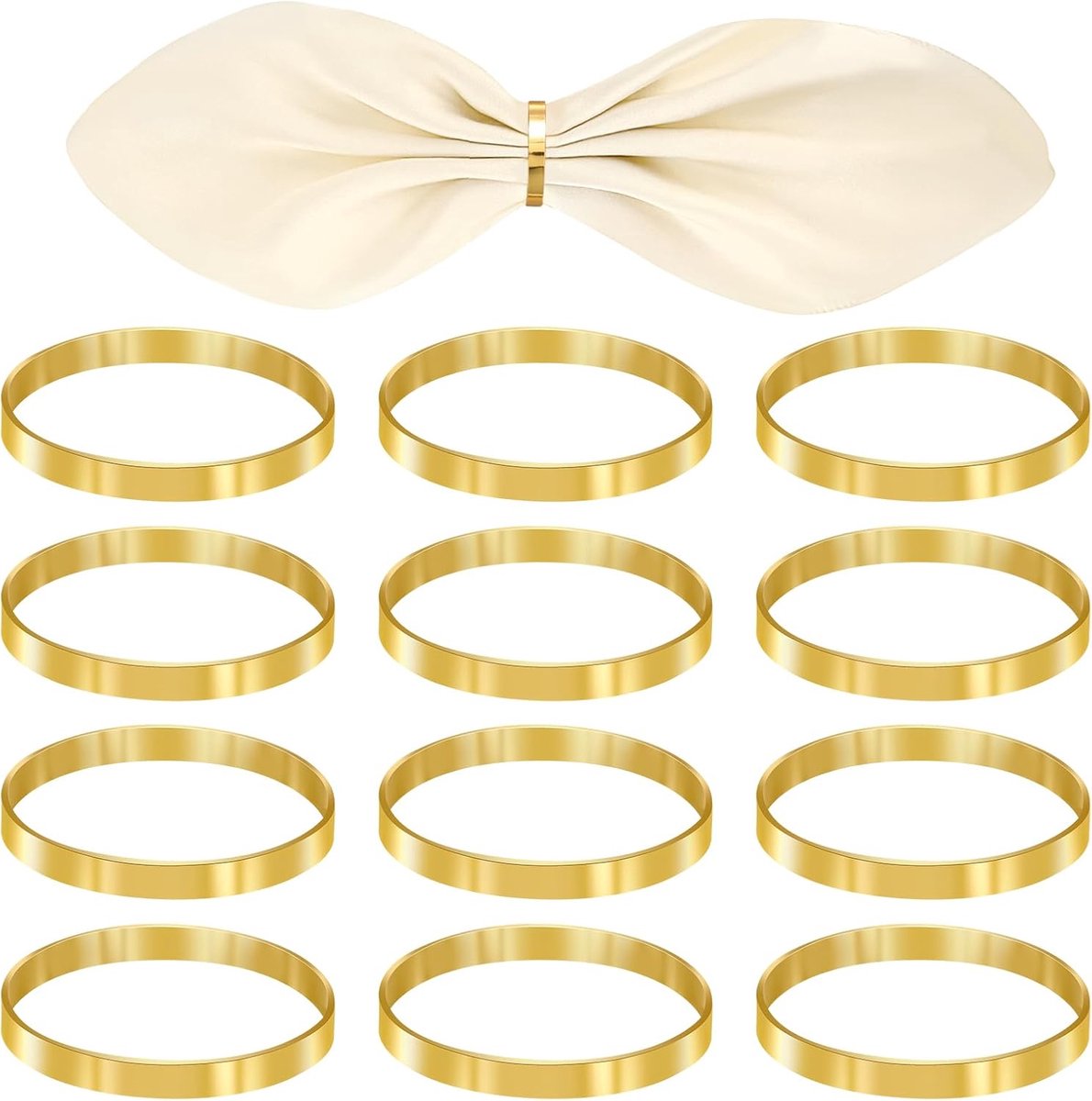 12 pieces gold metal napkin rings - elegant napkin ring - Christmas napkin rings - boho round gold napkin ring for weddings - party dinner - anniversary table