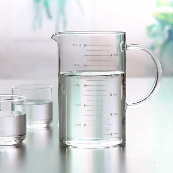 Large 1000ml Clear Borosilicate Glass Measuring Cup with Direct Fire Heat Resistance — image 2