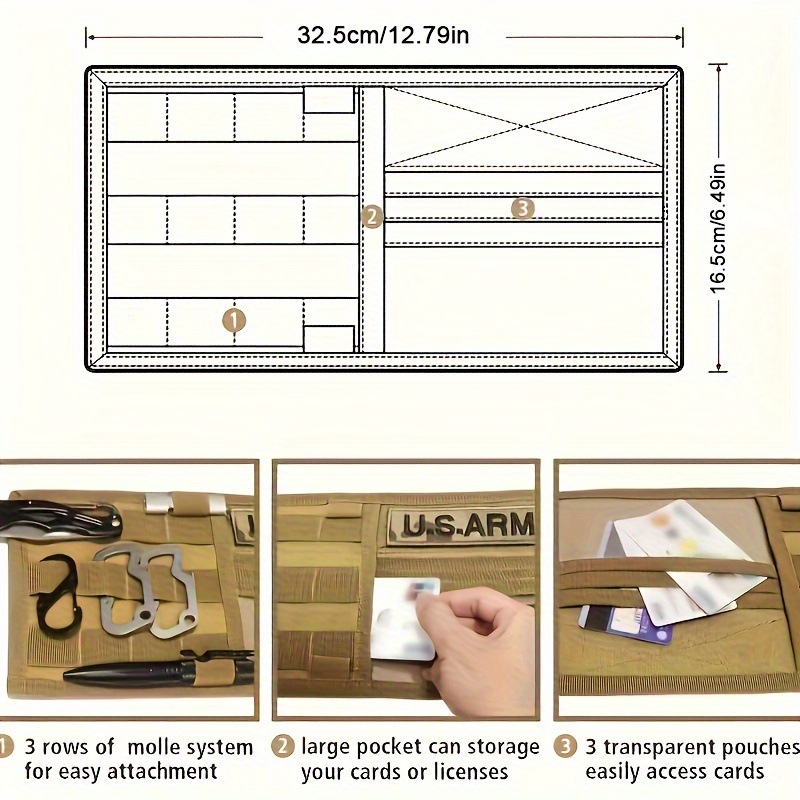 2 Pcs Khaki Car Sun Visor Organizer – Multi-Purpose Tactical Storage Bag for Tools, Cards & Gear — image 5