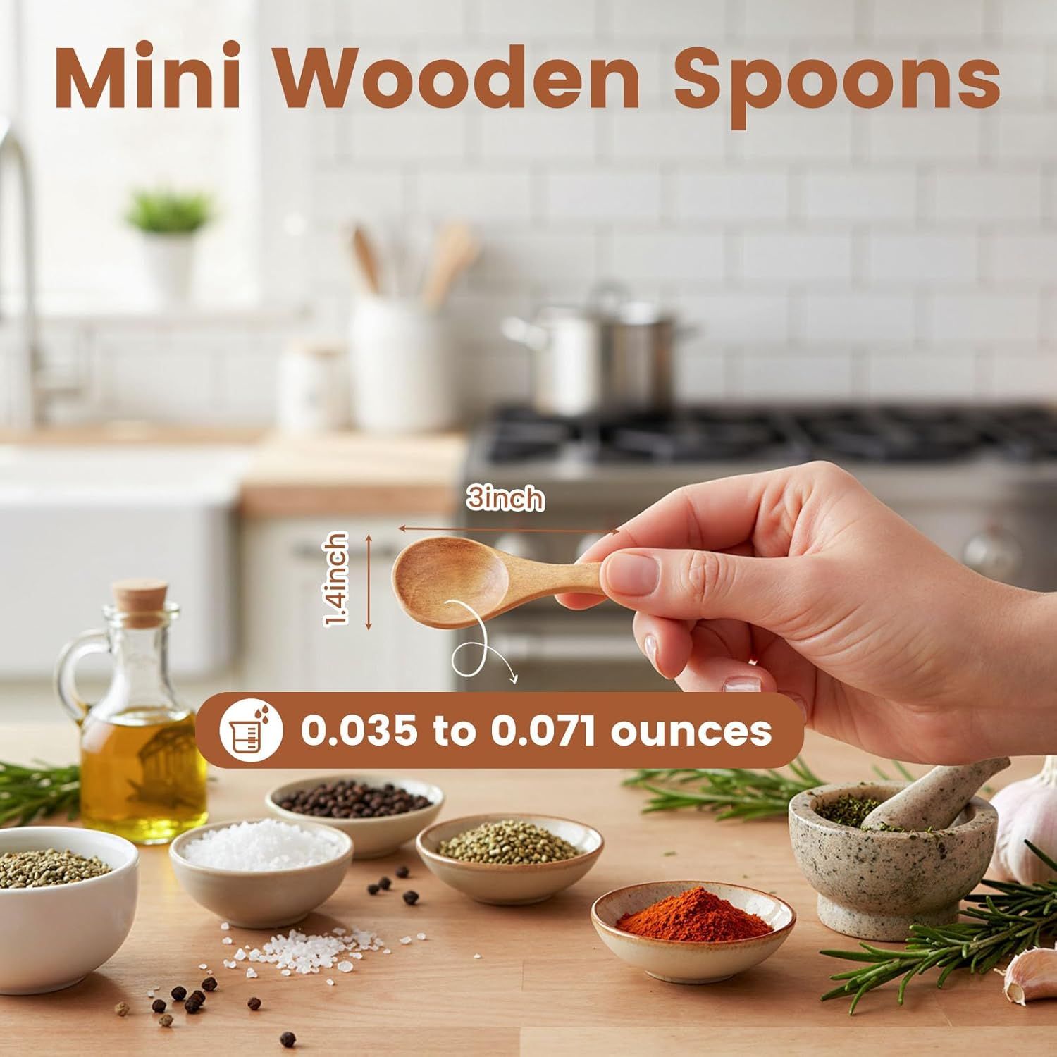 10PCS Small Wooden Spoons, 3 Inch Small Spoons for Spice Jars, Salt, Grains, Sugar, Coffee, Honey, Dessert, Tea, Mini Wooden Teaspoons for Kitchen, Ideal Gifts โ image 3